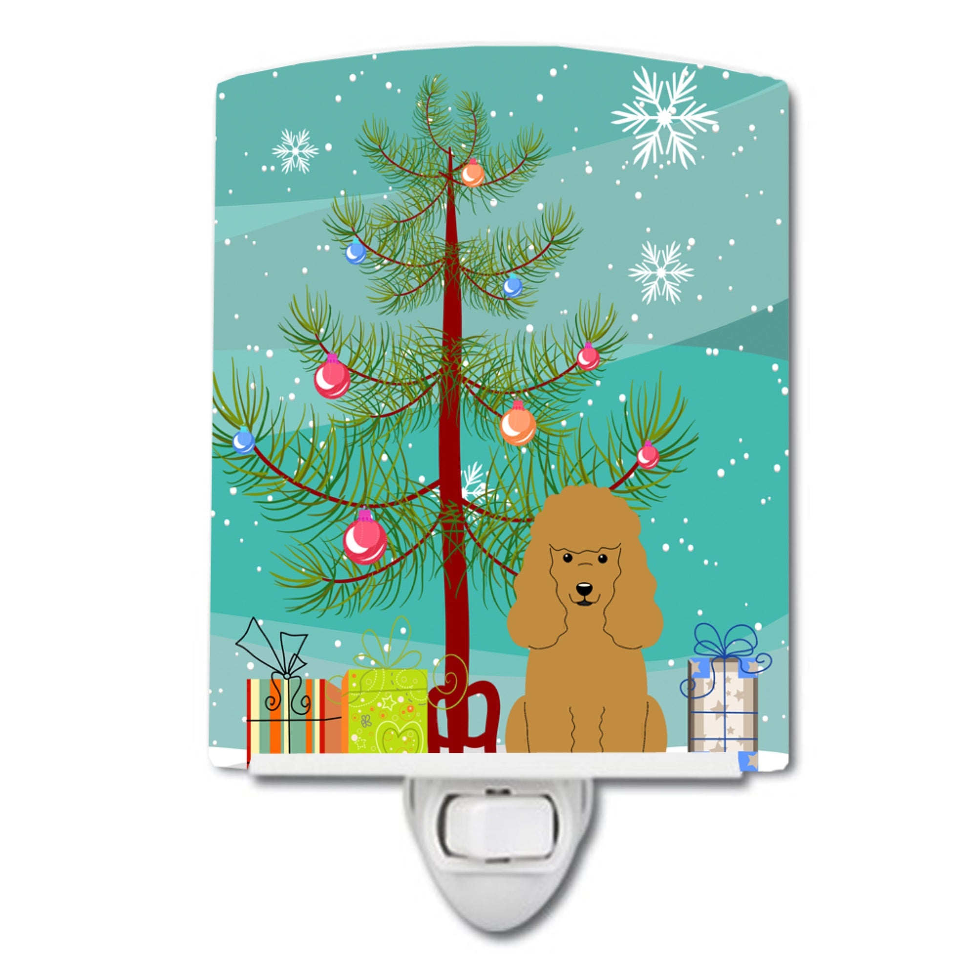  inchCarolines Treasures Merry Christmas Tree Poodle Tan Ceramic Night Light, 6x4, Multicolor inch