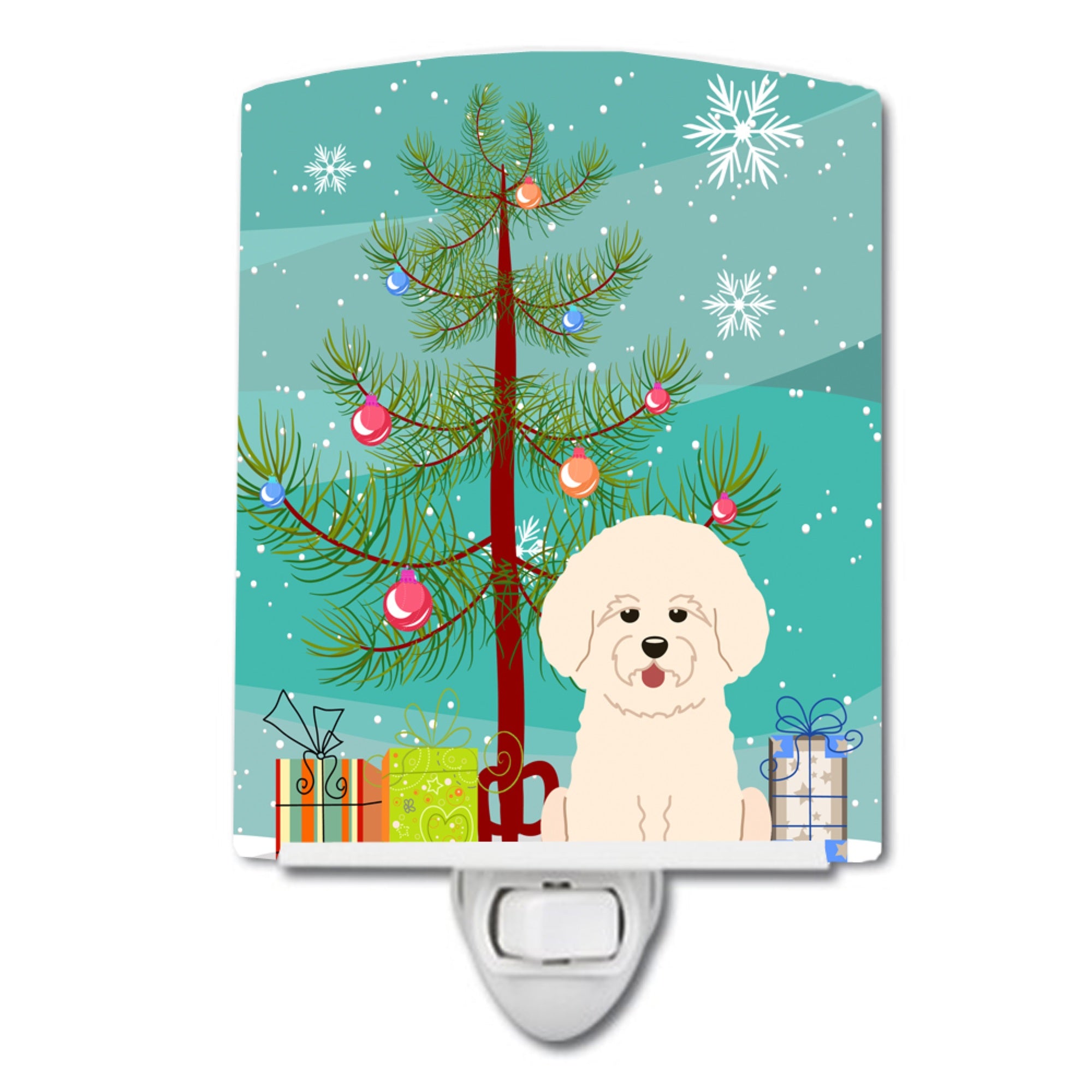  inchCarolines Treasures Merry Christmas Tree Bichon Frise Ceramic Night Light, 6x4, Multicolor inch