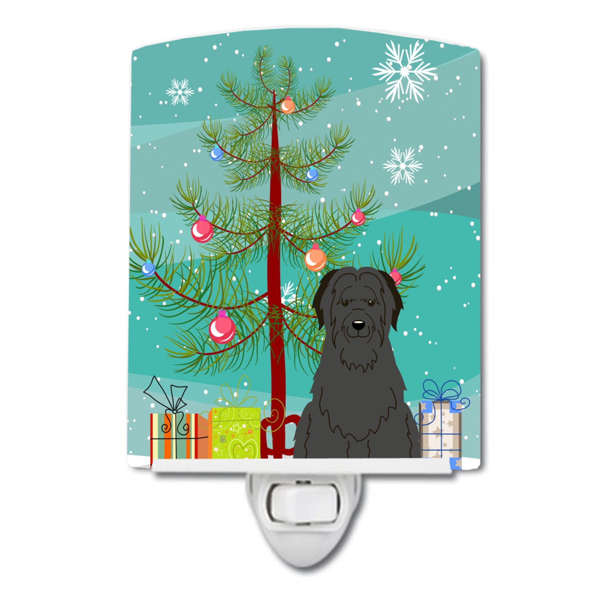  inchCarolines Treasures Merry Christmas Tree Briard Black Ceramic Night Light, 6x4, Multicolor inch