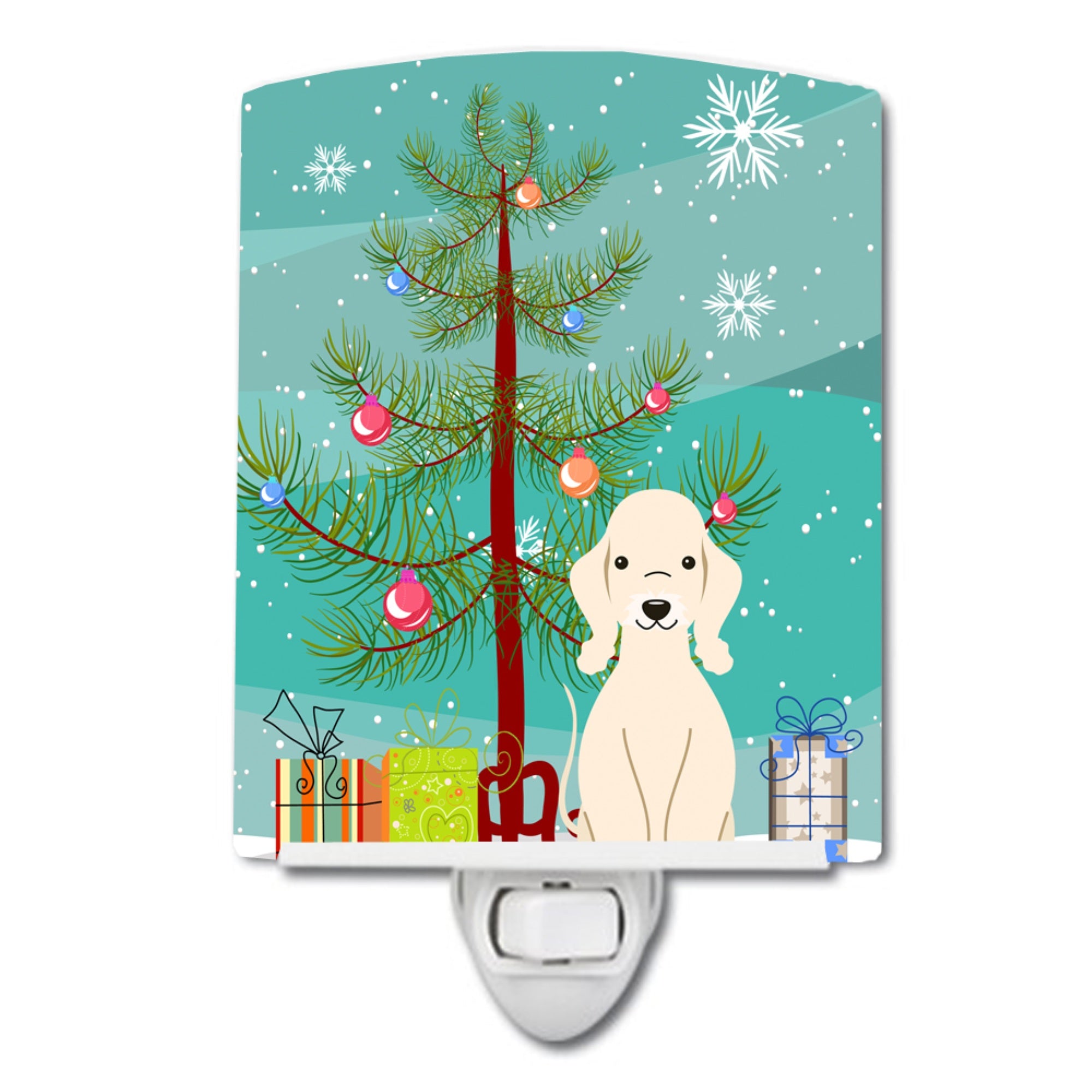  inchCarolines Treasures Merry Christmas Tree Bedlington Terrier Sandy Ceramic Night Light, 6x4, Multicolor inch