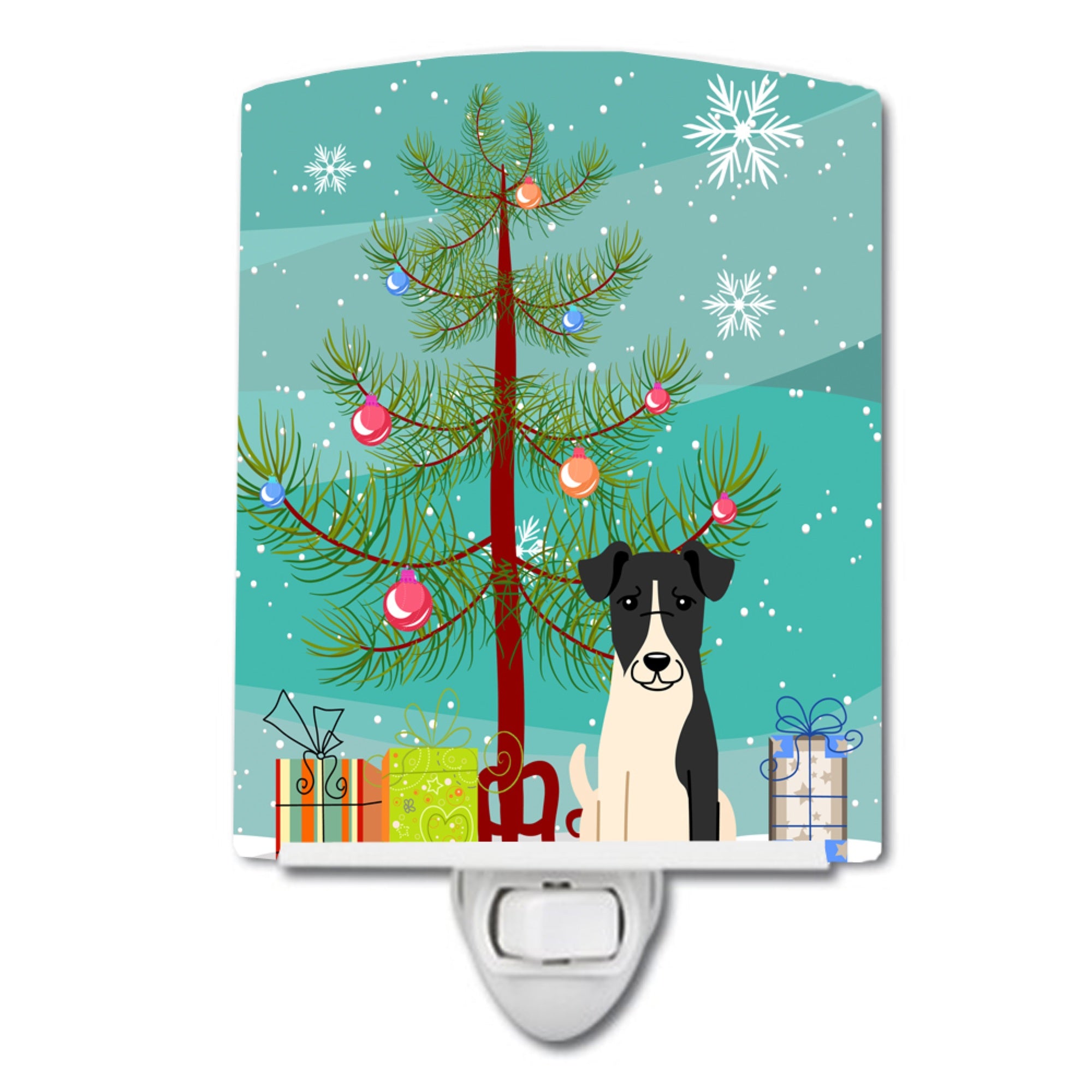  inchCarolines Treasures Merry Christmas Tree Smooth Fox Terrier Ceramic Night Light, 6x4, Multicolor inch