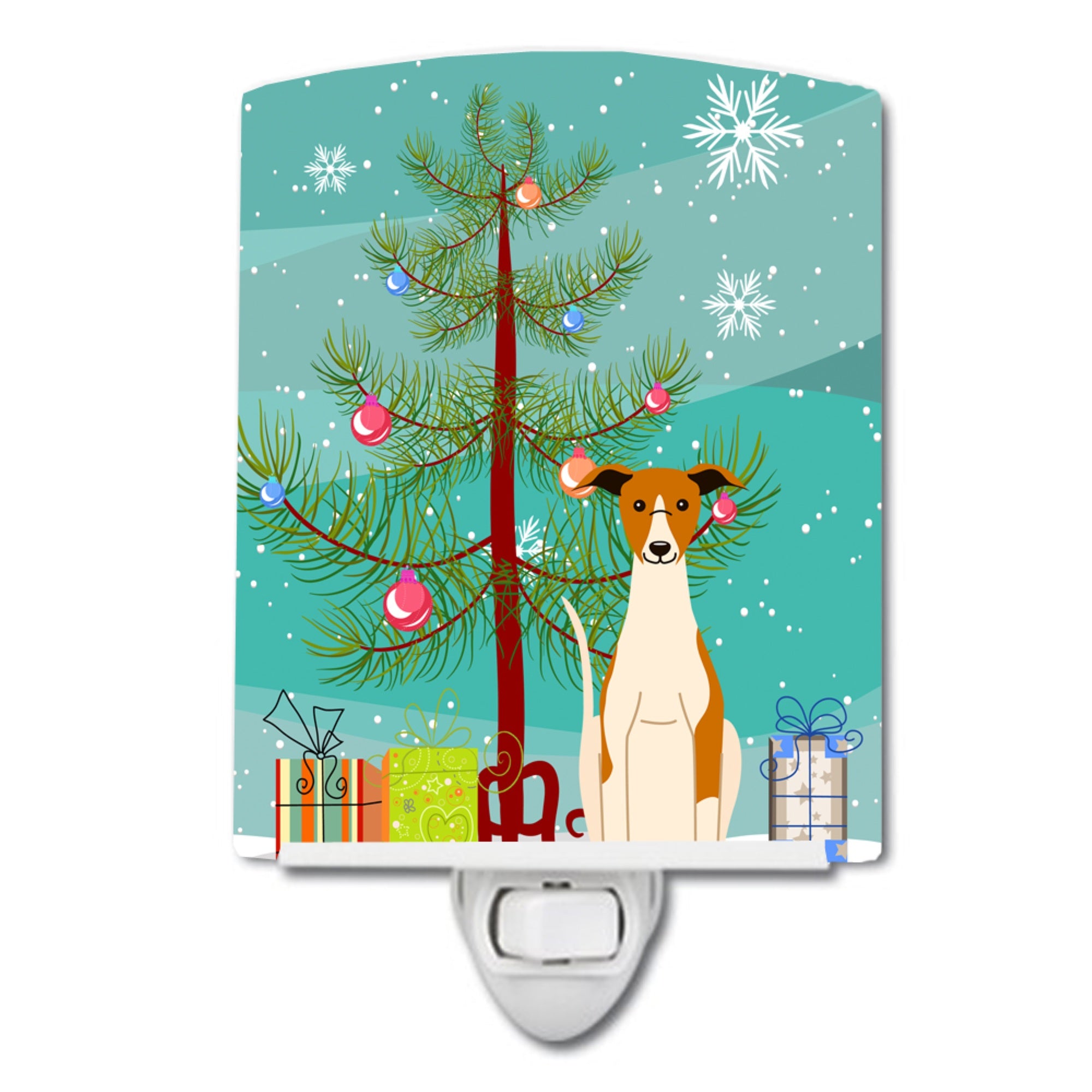  inchCarolines Treasures Merry Christmas Tree Whippet Ceramic Night Light, 6x4, Multicolor inch