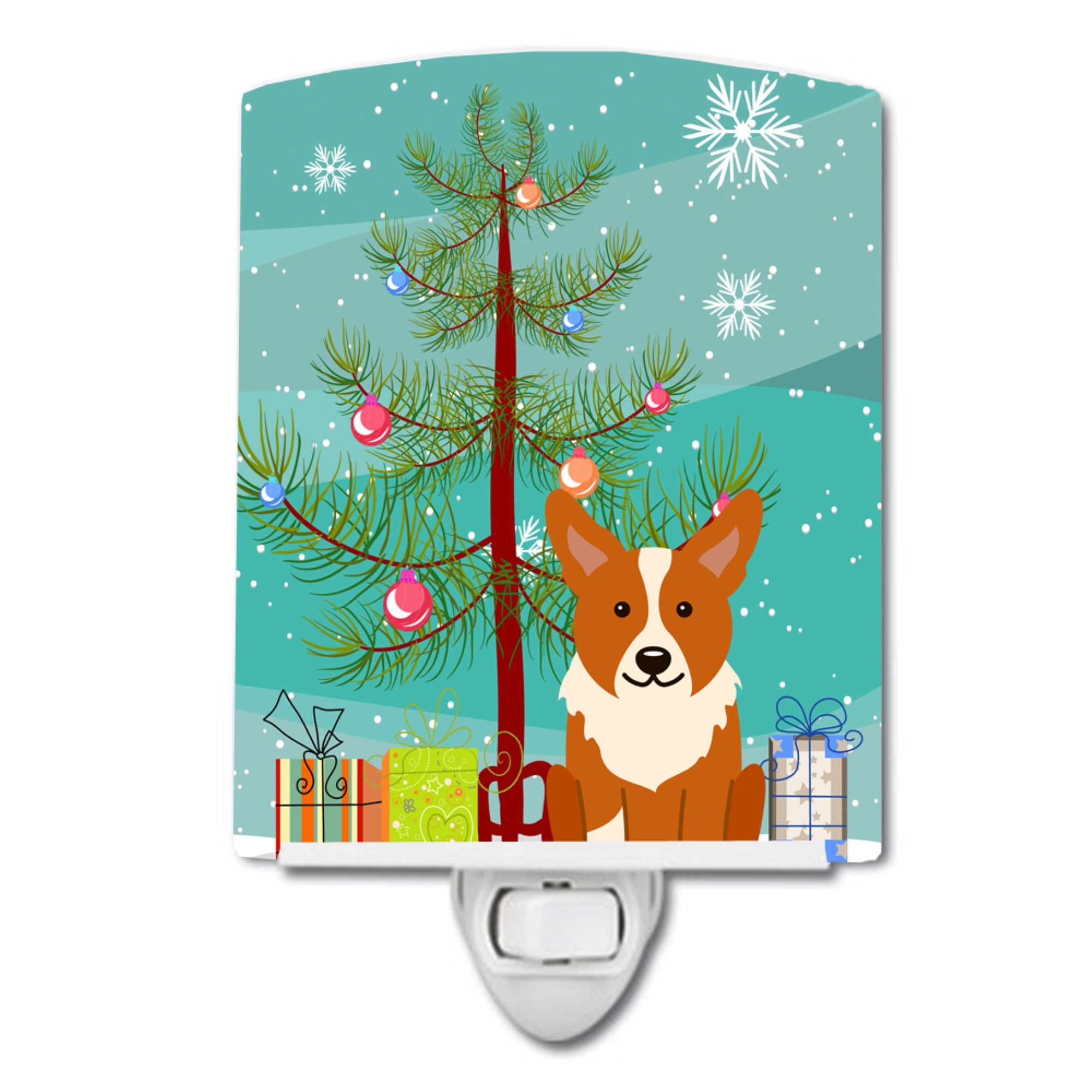 inchCarolines Treasures Merry Christmas Tree Corgi Ceramic Night Light, 6x4, Multicolor inch