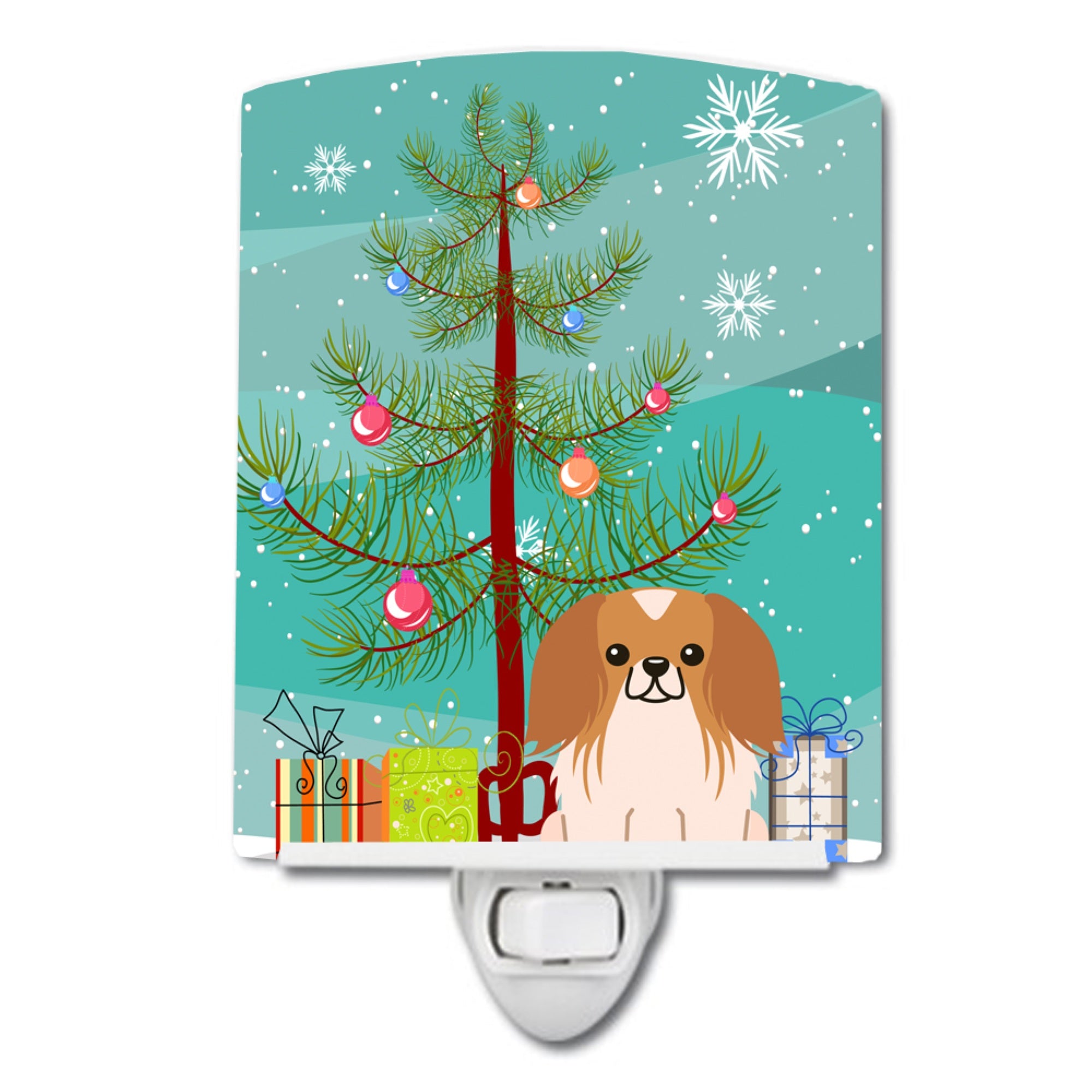  inchCarolines Treasures Merry Christmas Tree Pekingnese Red White Ceramic Night Light, 6x4, Multicolor inch
