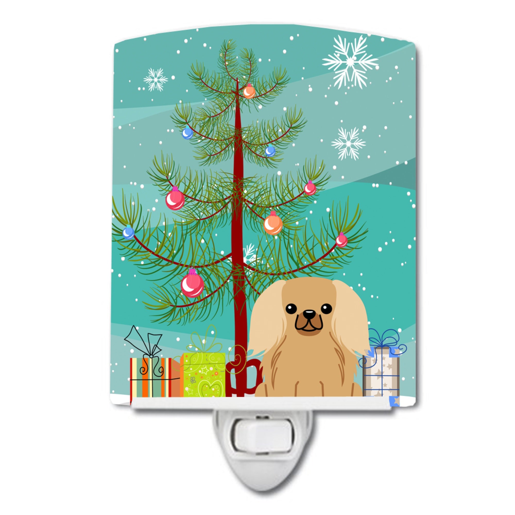  inchCarolines Treasures Merry Christmas Tree Pekingnese Fawn Sable Ceramic Night Light, 6x4, Multicolor inch