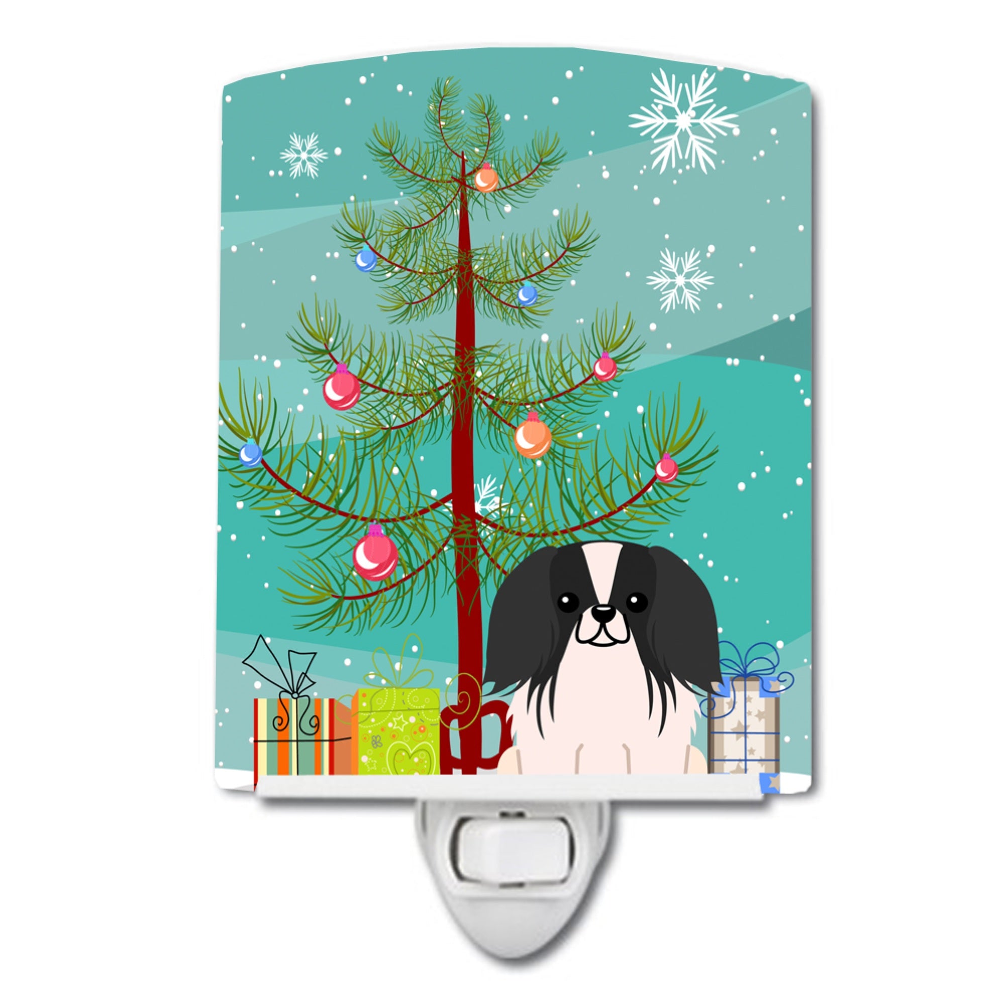  inchCarolines Treasures Merry Christmas Tree Pekingnese Black White Ceramic Night Light, 6x4, Multicolor inch