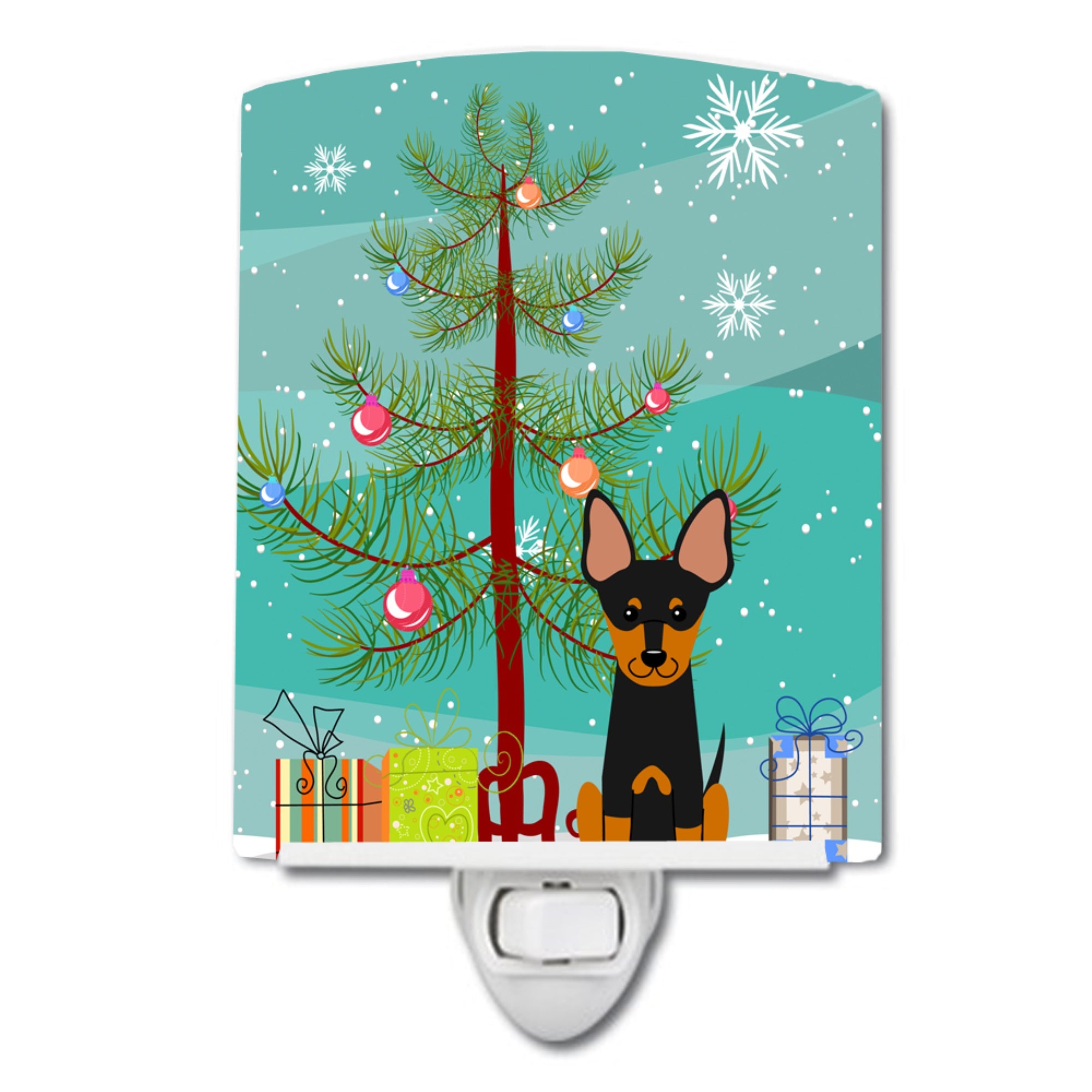  inchCarolines Treasures Merry Christmas Tree English Toy Terrier Ceramic Night Light, 6x4, Multicolor inch