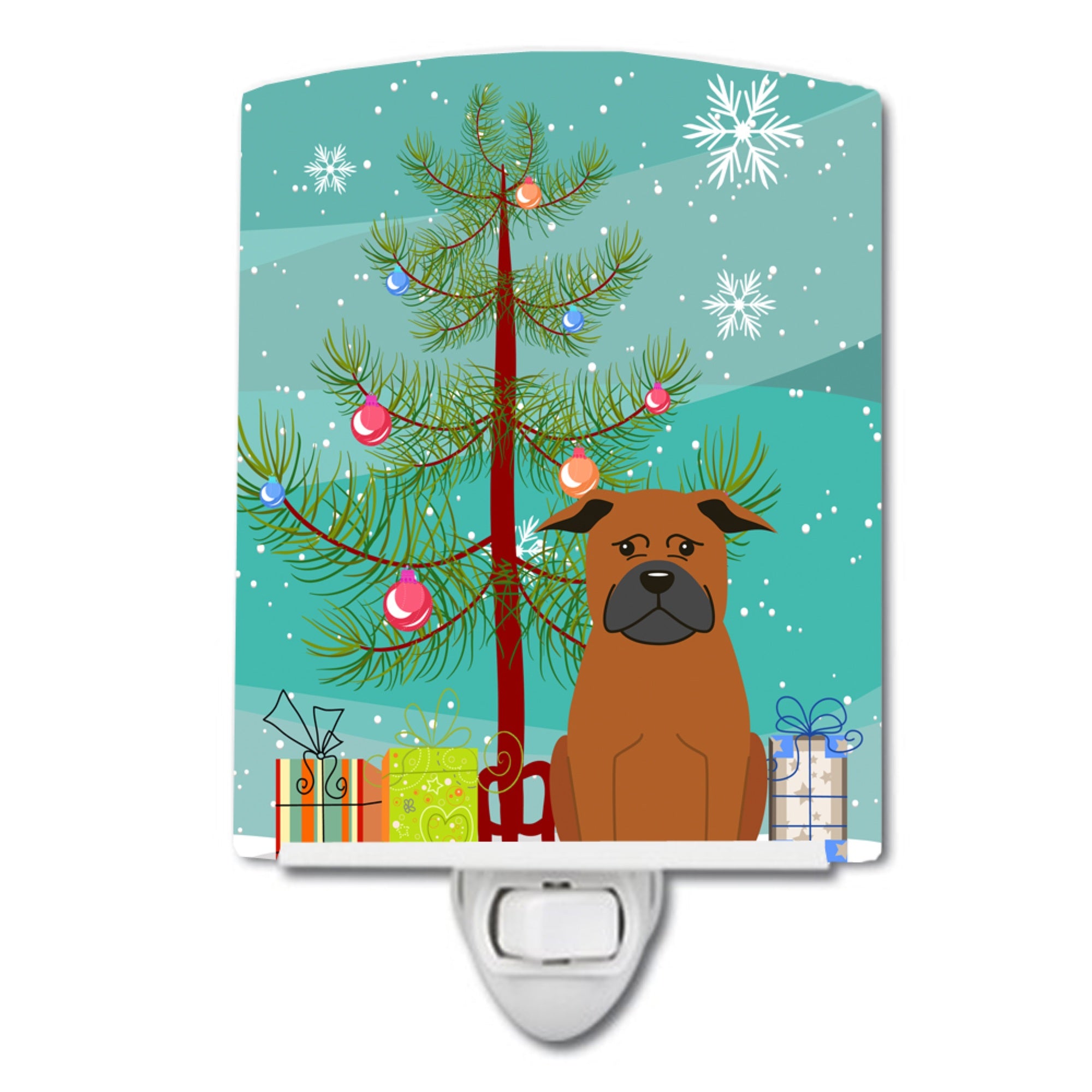  inchCarolines Treasures Merry Christmas Tree Chinese Chongqing Dog Ceramic Night Light, 6x4, Multicolor inch