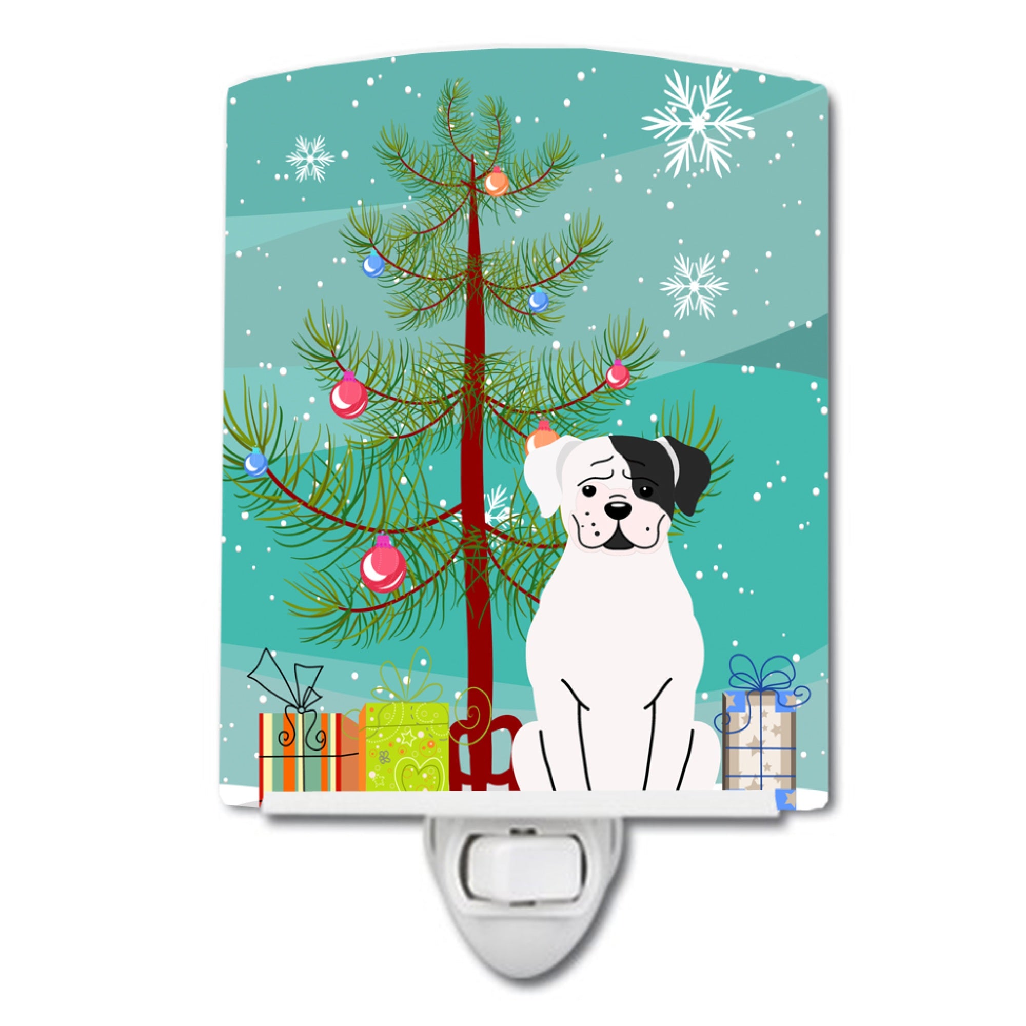  inchCarolines Treasures Merry Christmas Tree White Boxer Cooper Ceramic Night Light, 6x4, Multicolor inch