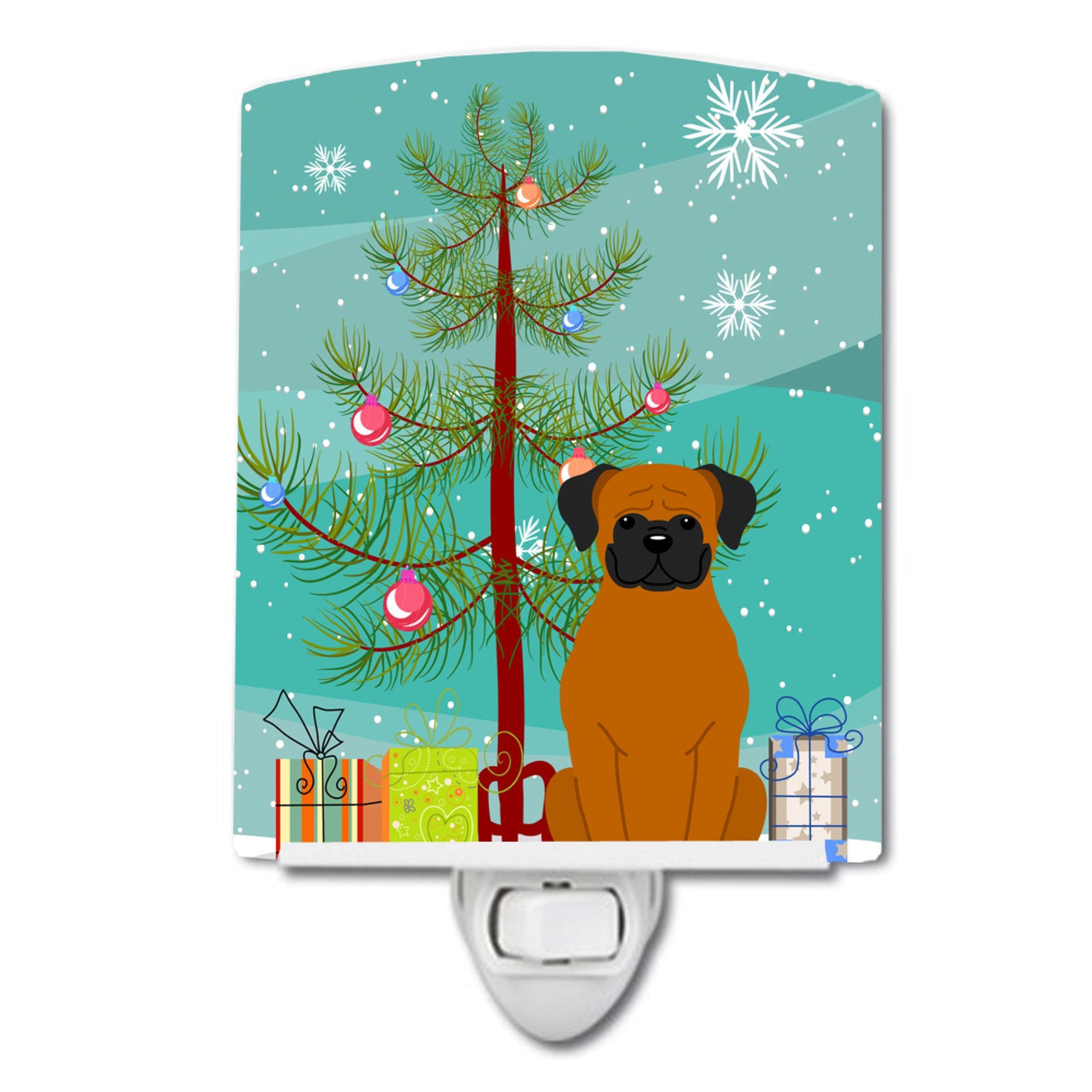  inchCarolines Treasures Merry Christmas Tree Fawn Boxer Ceramic Night Light, 6x4, Multicolor inch
