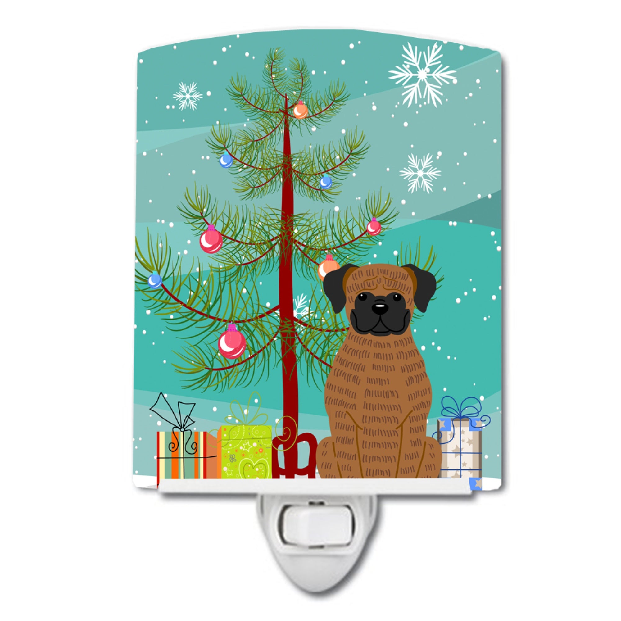  inchCarolines Treasures Merry Christmas Tree Brindle Boxer Ceramic Night Light, 6x4, Multicolor inch