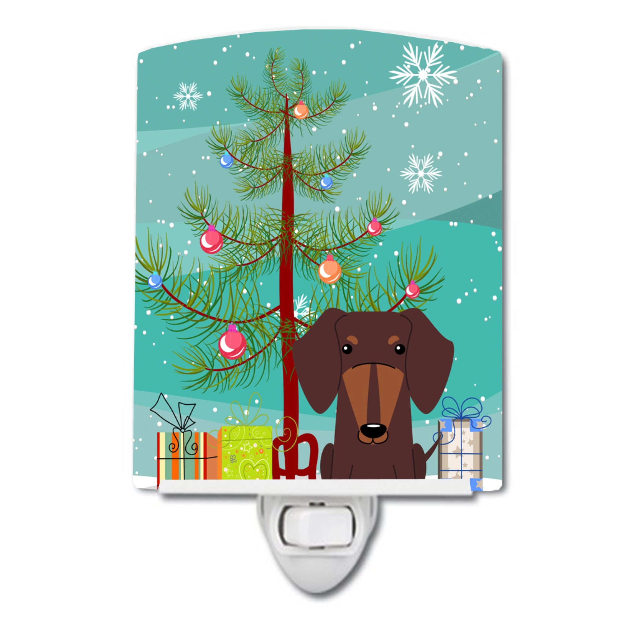  inchCarolines Treasures Merry Christmas Tree Dachshund Chocolate Ceramic Night Light, 6x4, Multicolor inch