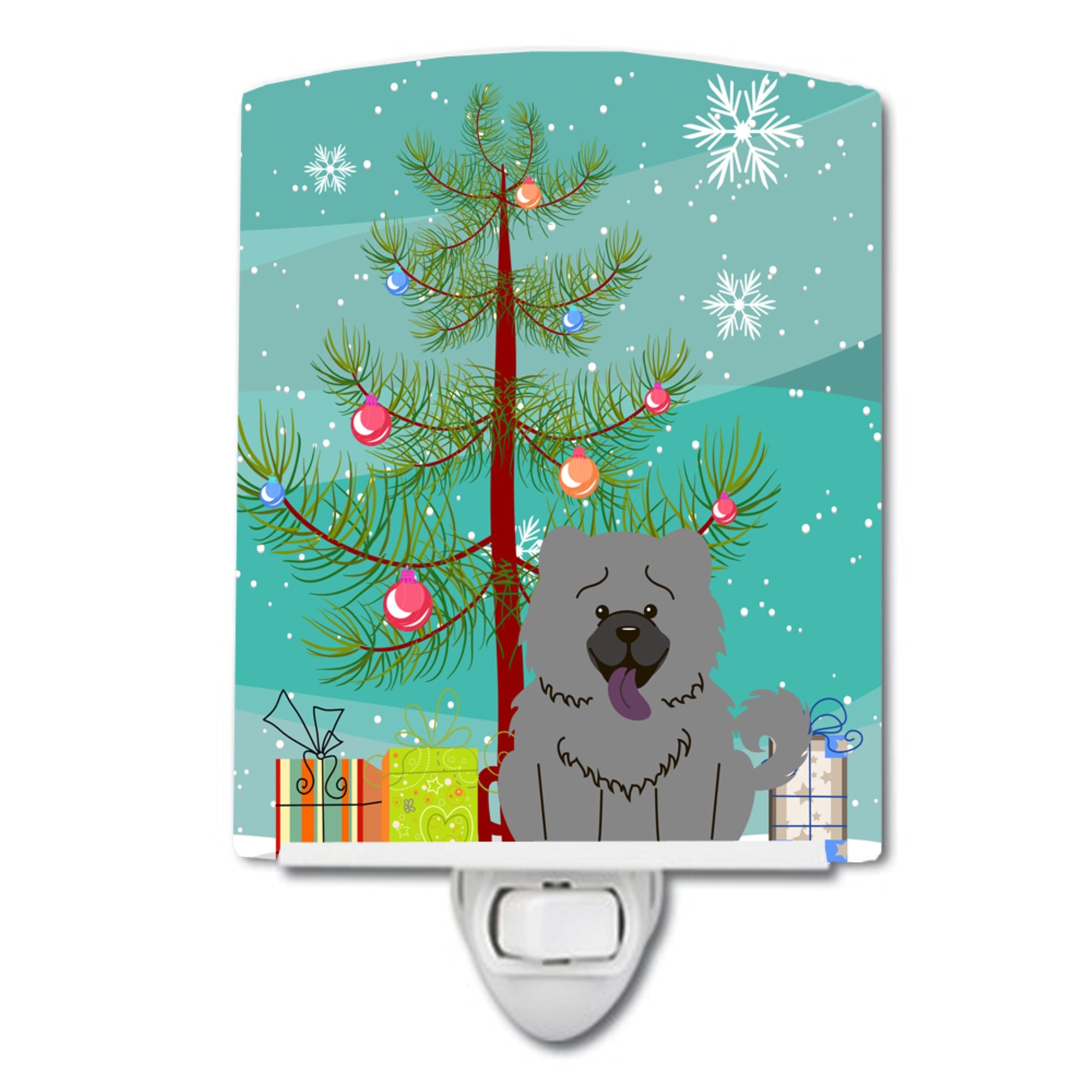  inchCarolines Treasures Merry Christmas Tree Chow Blue Ceramic Night Light, 6x4, Multicolor inch