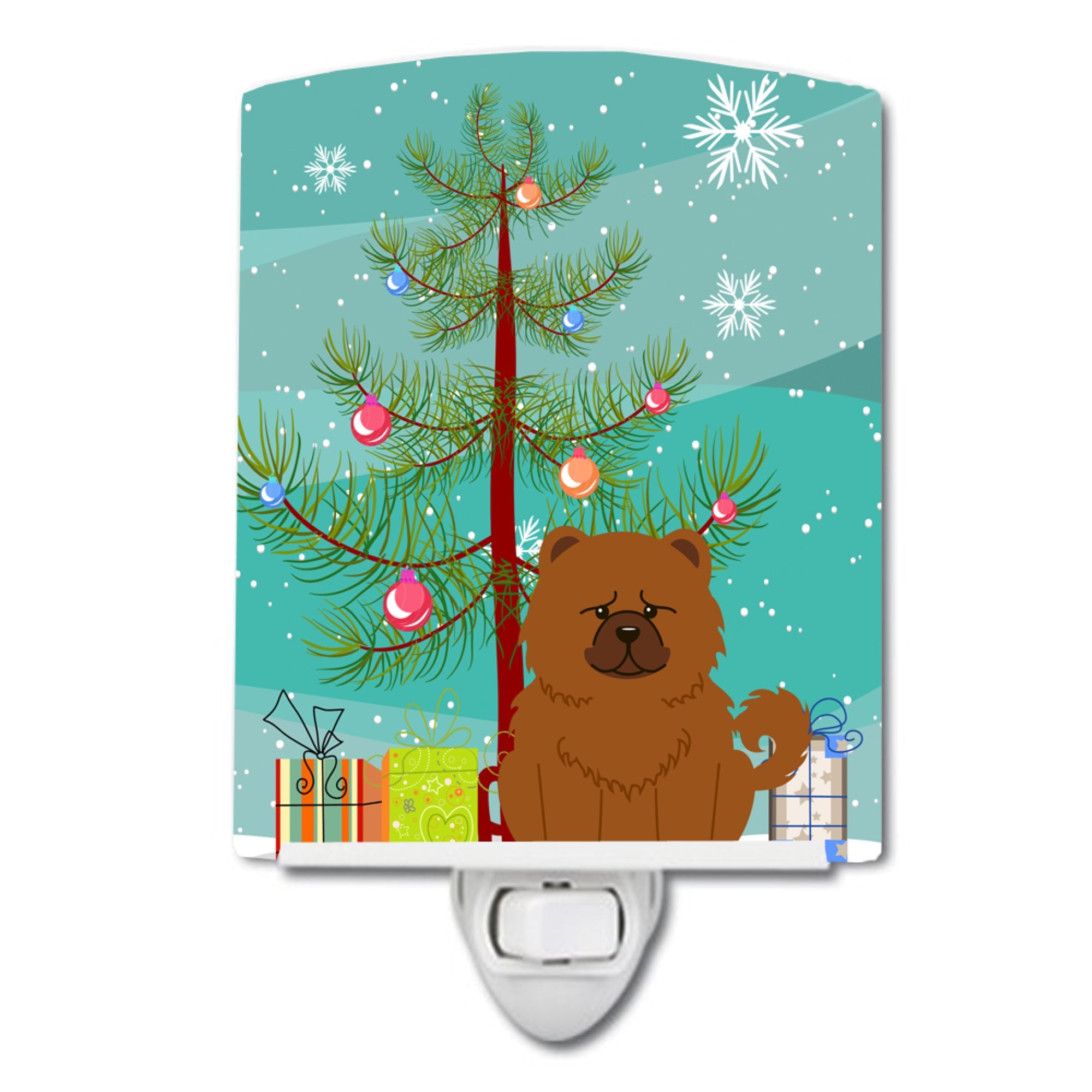  inchCarolines Treasures Merry Christmas Tree Chow Red Ceramic Night Light, 6x4, Multicolor inch