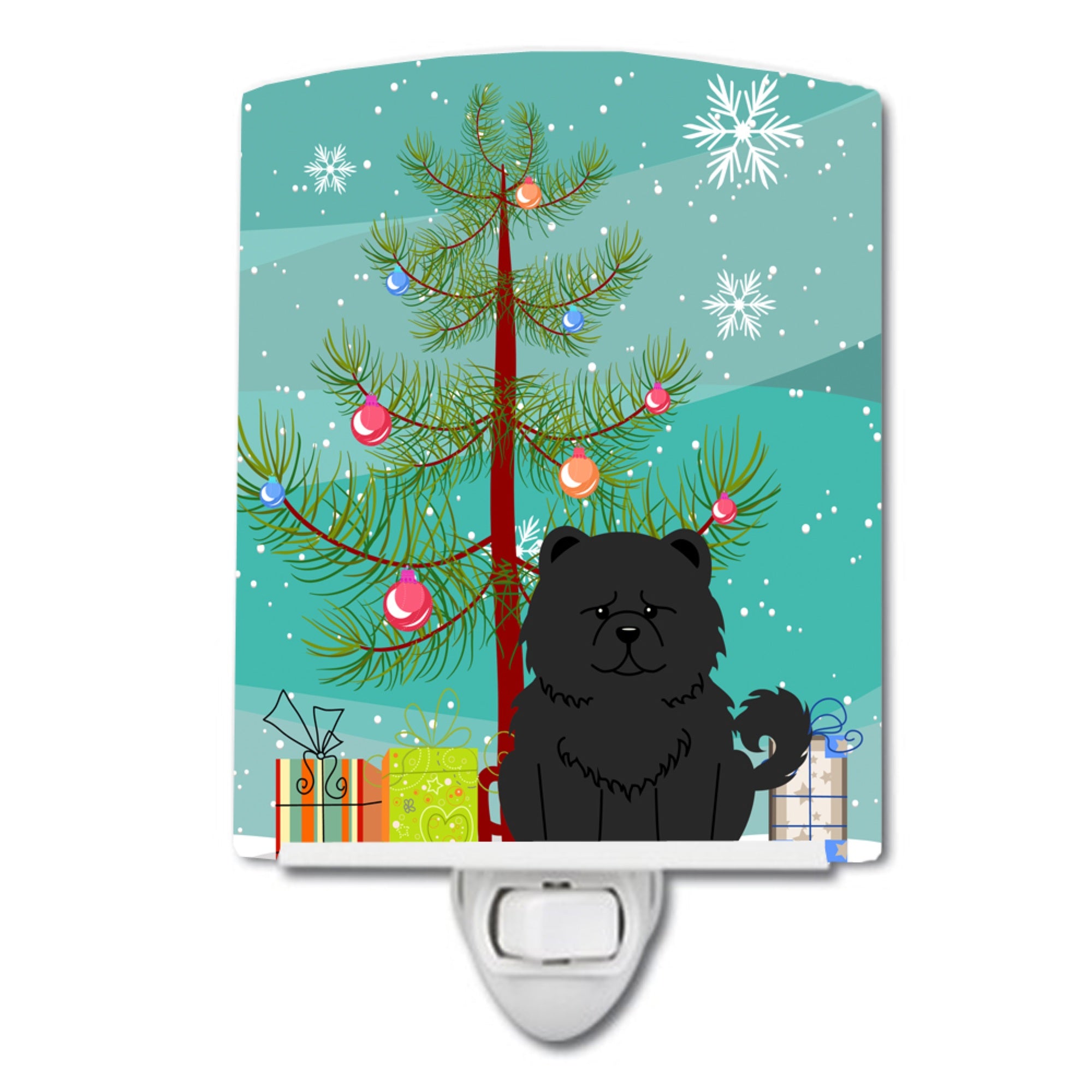  inchCarolines Treasures Merry Christmas Tree Chow Black Ceramic Night Light, 6x4, Multicolor inch