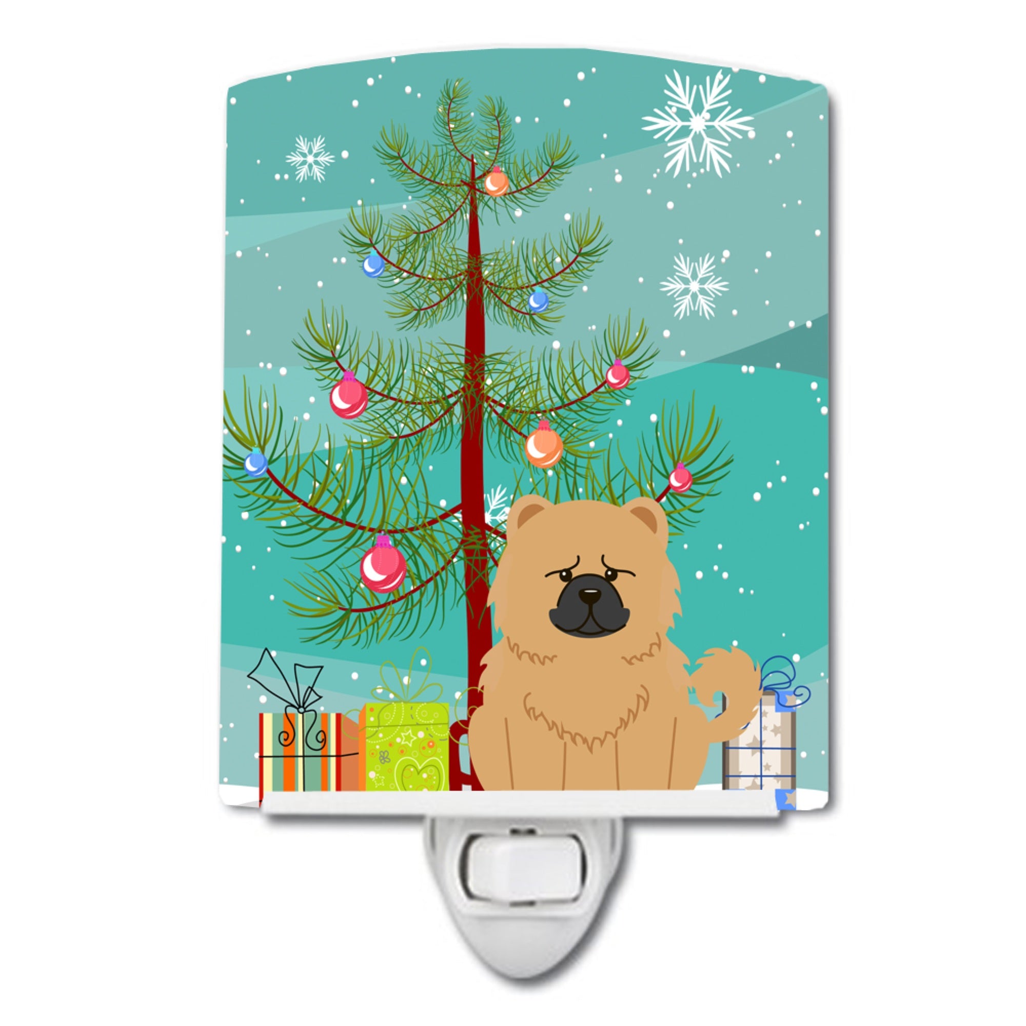  inchCarolines Treasures Merry Christmas Tree Chow Cream Ceramic Night Light, 6x4, Multicolor inch