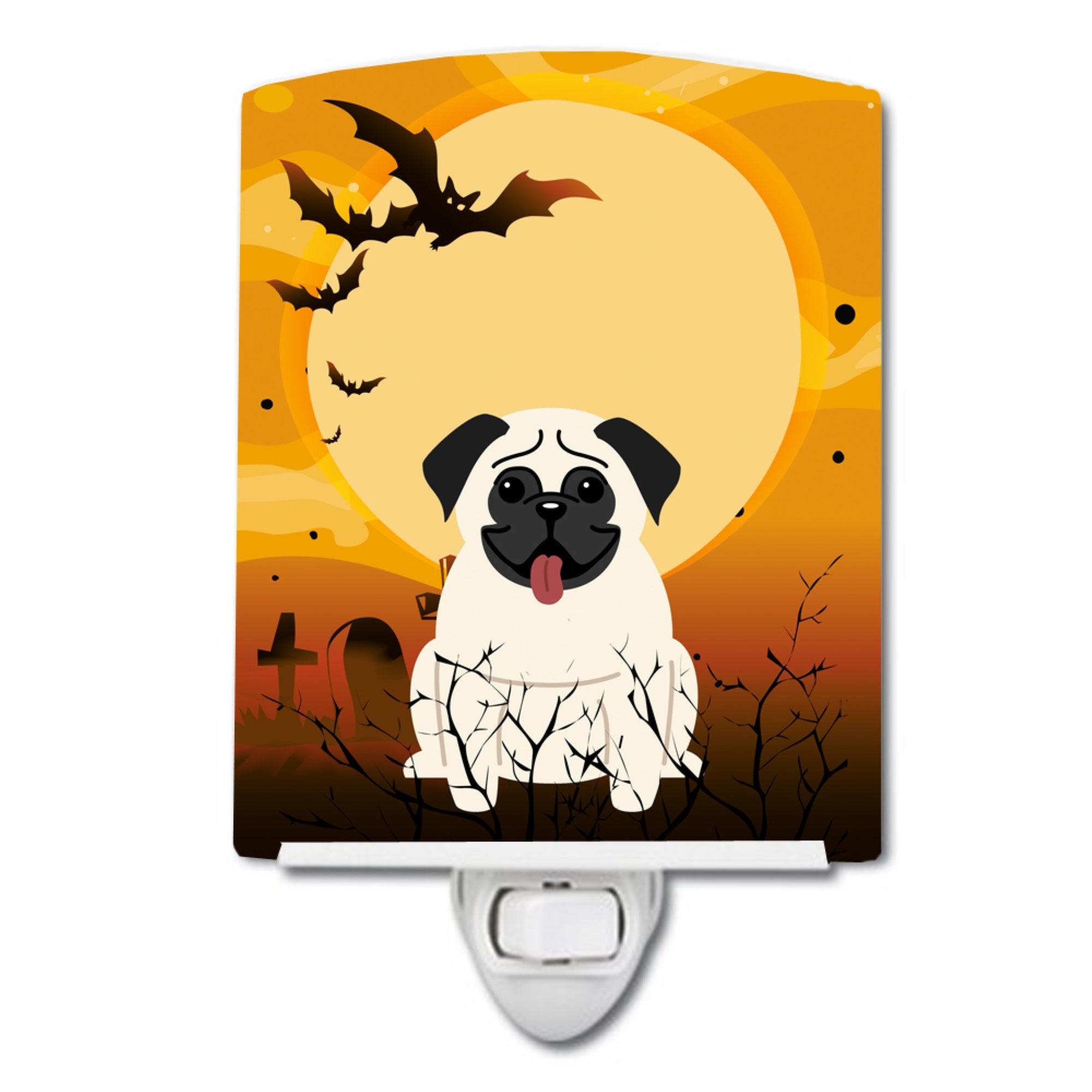  inchCarolines Treasures Halloween Pug Cream Ceramic Night Light, 6x4, Multicolor inch