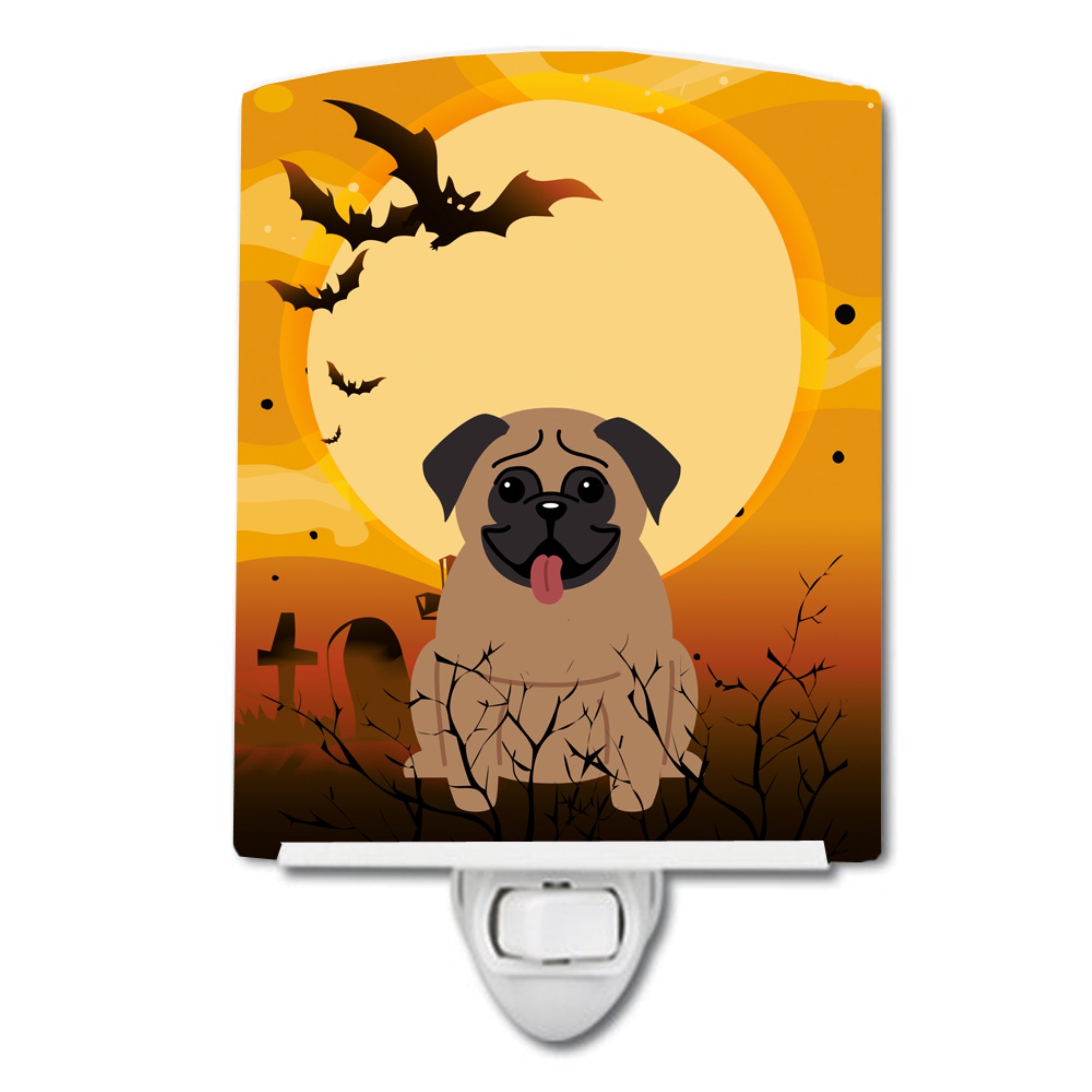  inchCarolines Treasures Halloween Pug Brown Ceramic Night Light, 6x4, Multicolor inch