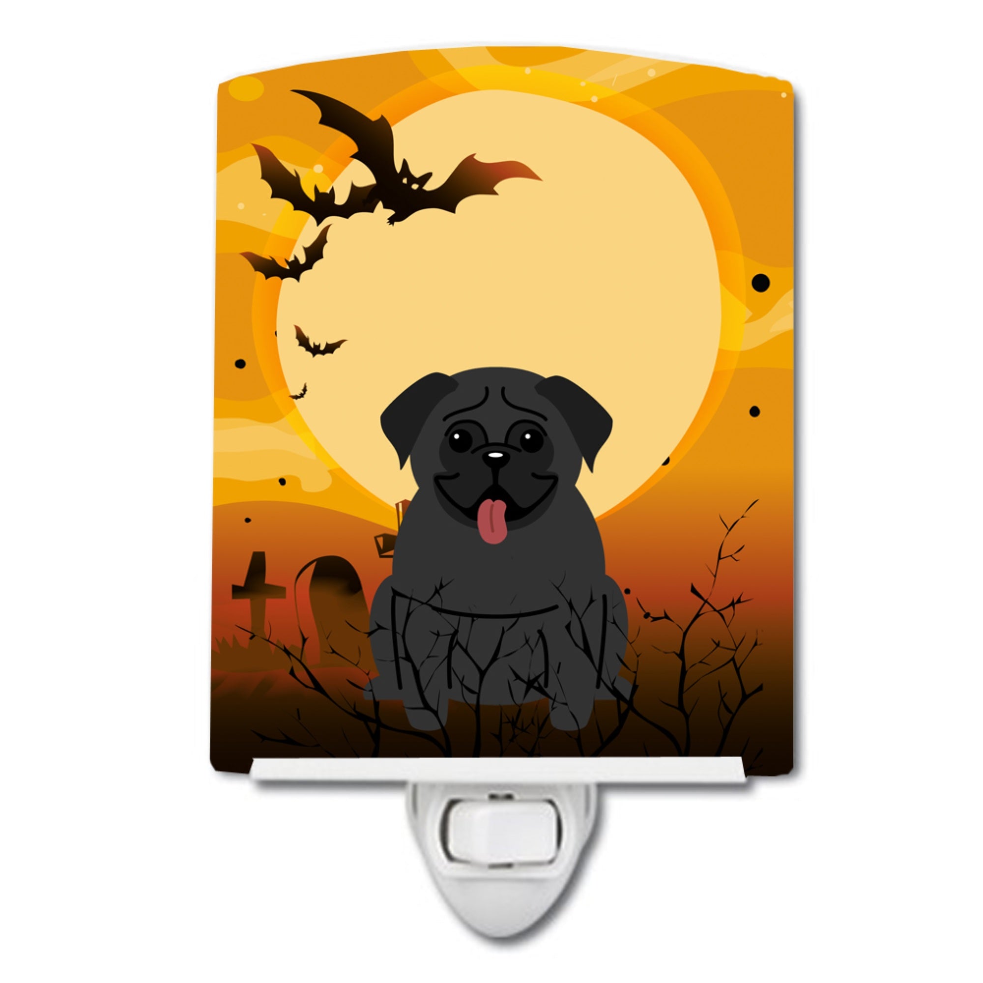  inchCarolines Treasures Halloween Pug Black Ceramic Night Light, 6x4, Multicolor inch