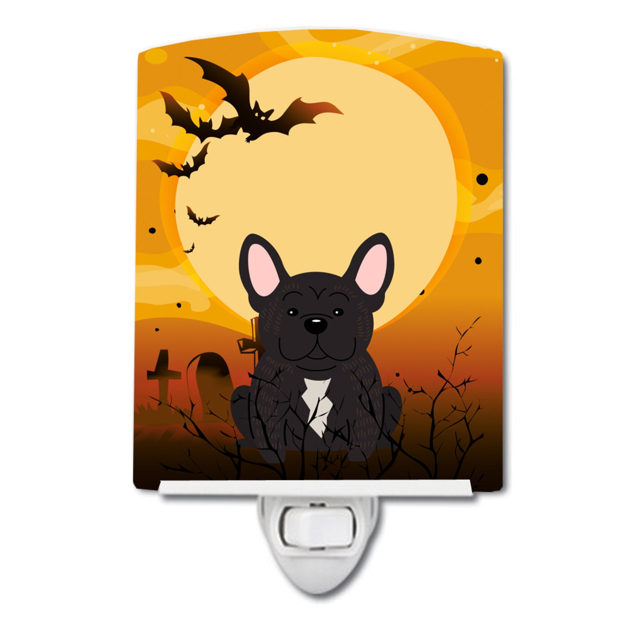  inchCarolines Treasures Halloween French Bulldog Brindle Ceramic Night Light, 6x4, Multicolor inch