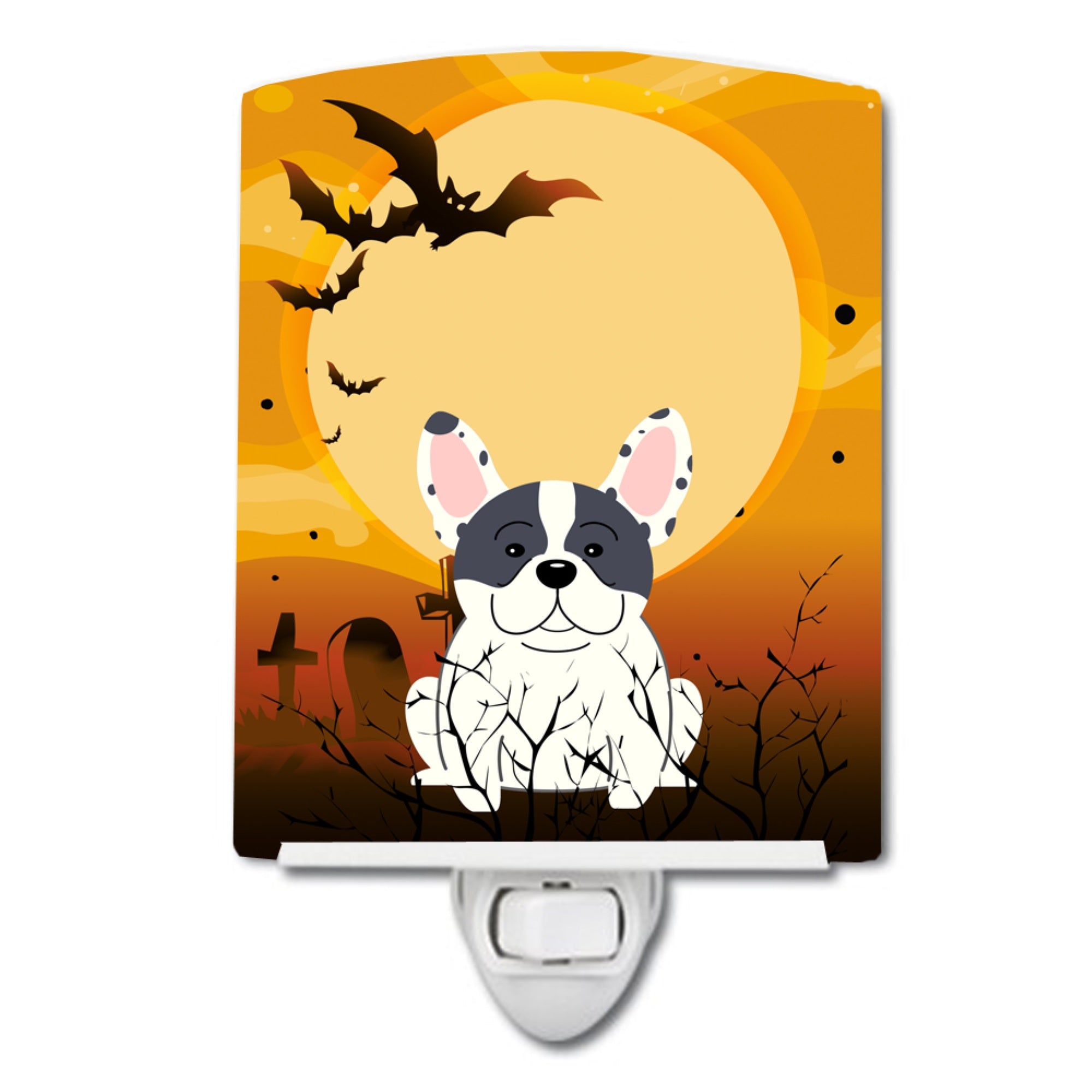  inchCarolines Treasures Halloween French Bulldog Piebald Ceramic Night Light, 6x4, Multicolor inch