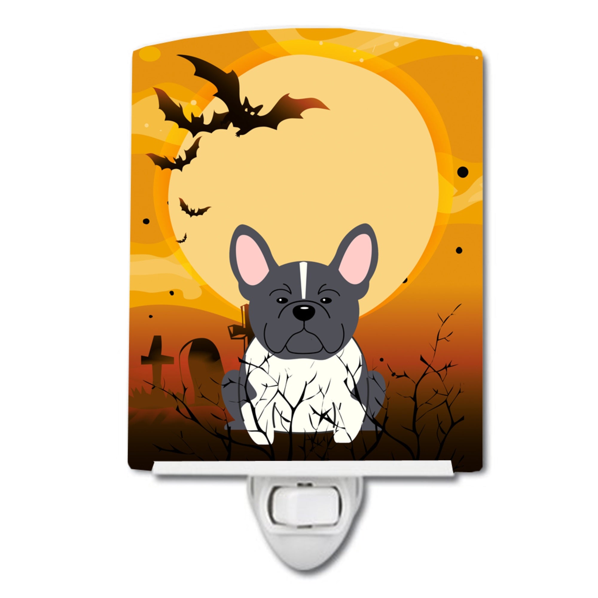  inchCarolines Treasures Halloween French Bulldog Black White Ceramic Night Light, 6x4, Multicolor inch