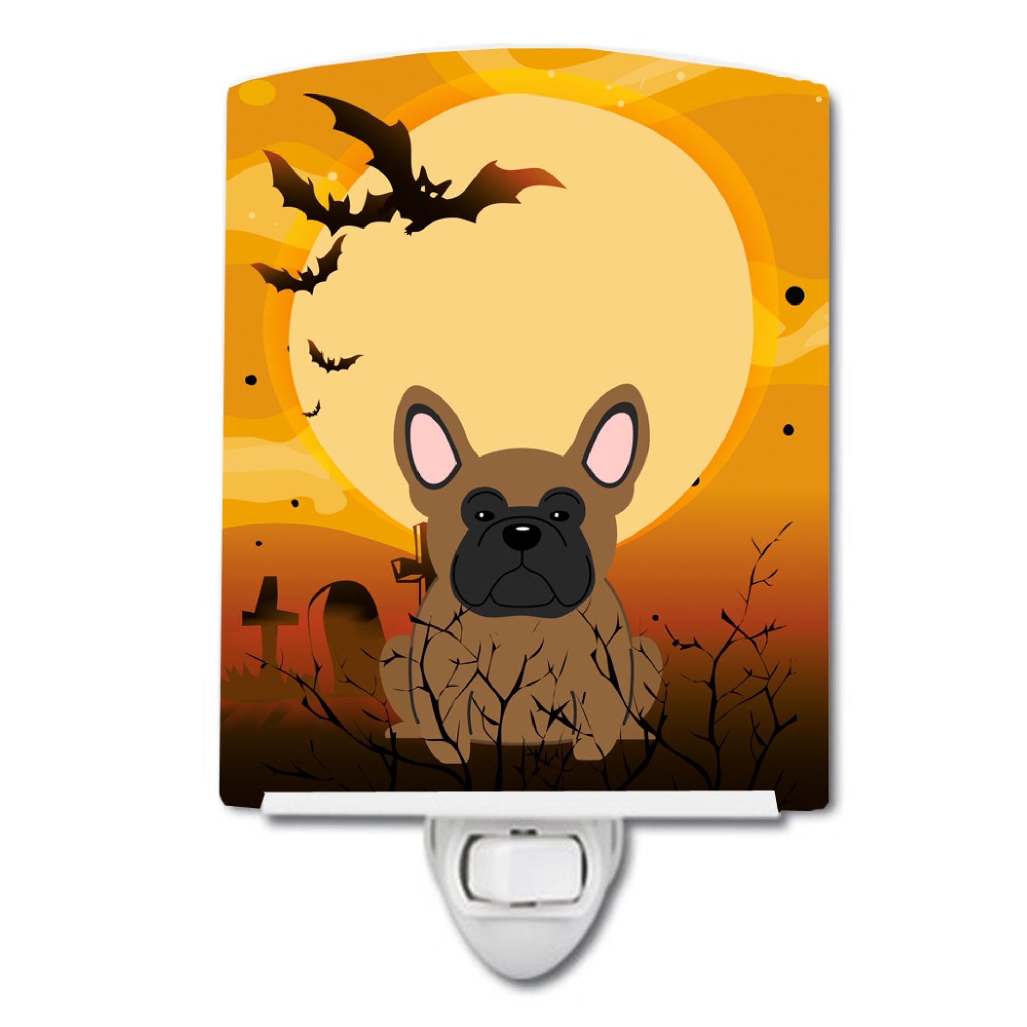  inchCarolines Treasures Halloween French Bulldog Brown Ceramic Night Light, 6x4, Multicolor inch