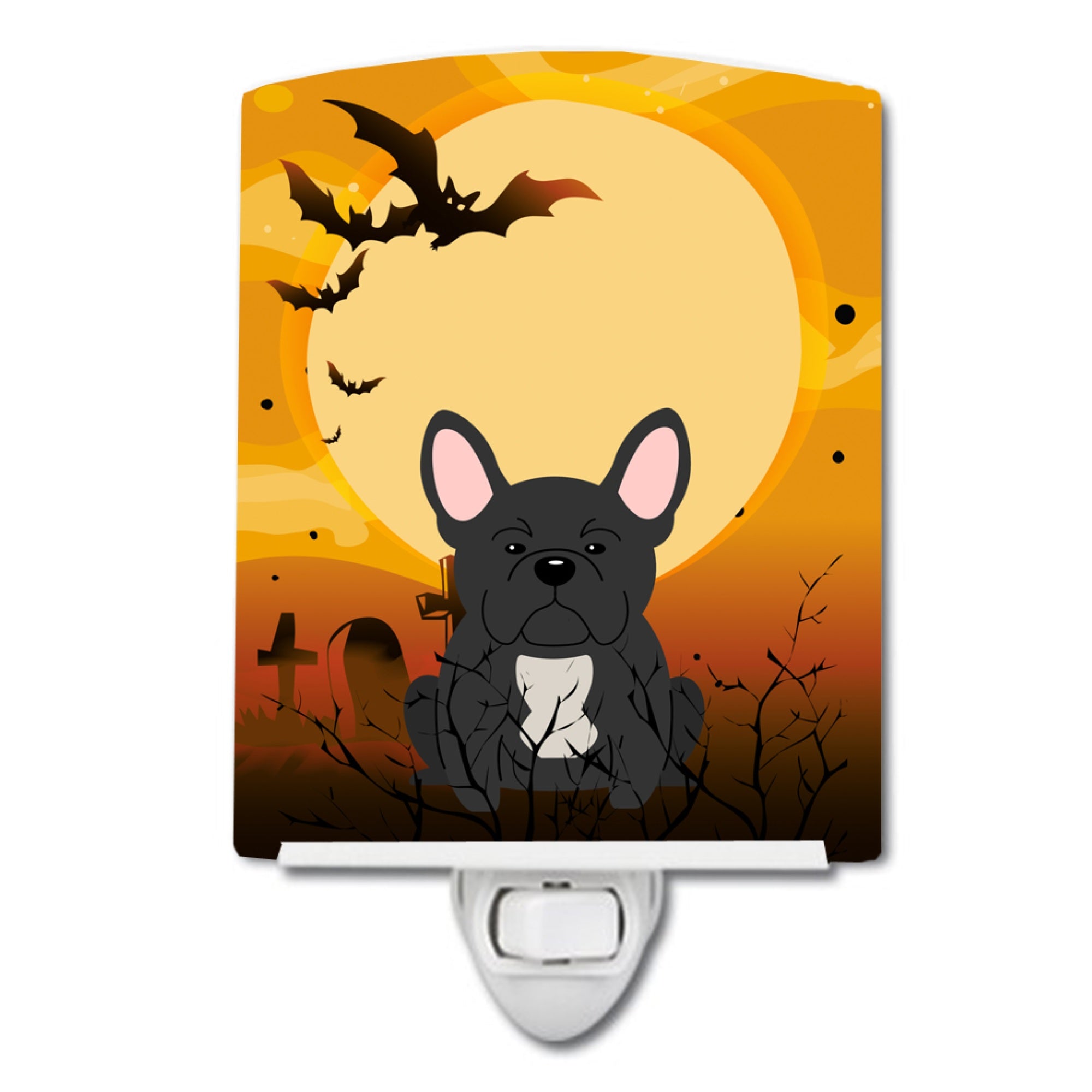  inchCarolines Treasures Halloween French Bulldog Black Ceramic Night Light, 6x4, Multicolor inch
