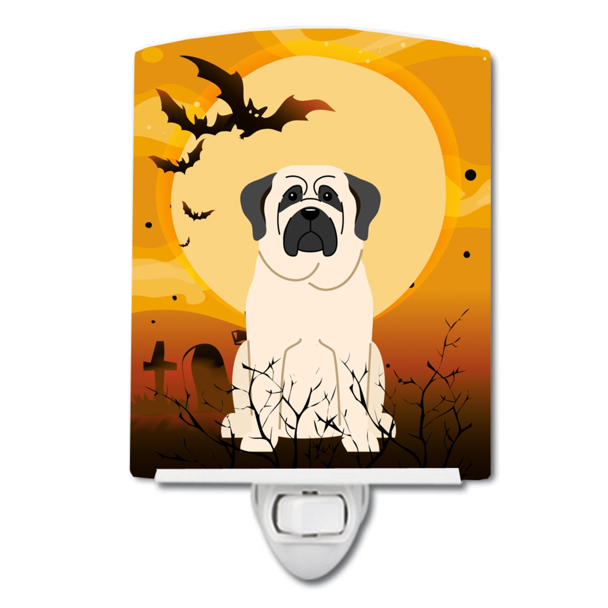  inchCarolines Treasures Halloween Mastiff White Ceramic Night Light, 6x4, Multicolor inch
