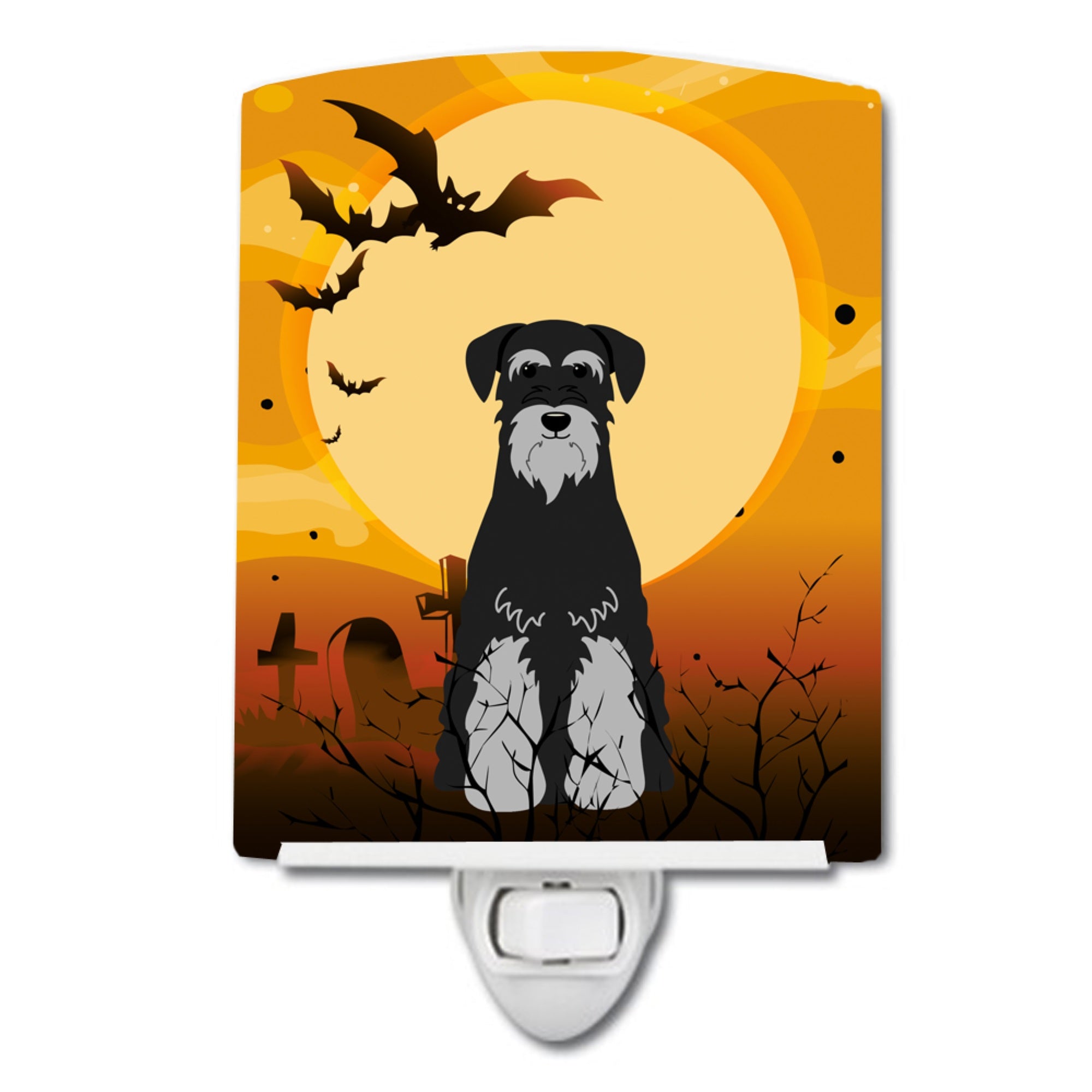  inchCarolines Treasures Halloween Standard Schnauzer Black Grey Ceramic Night Light, 6x4, Multicolor inch