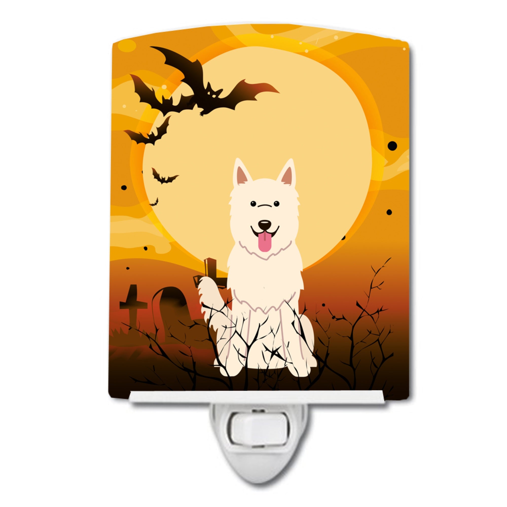  inchCarolines Treasures Halloween White German Shepherd Ceramic Night Light, 6x4, Multicolor inch