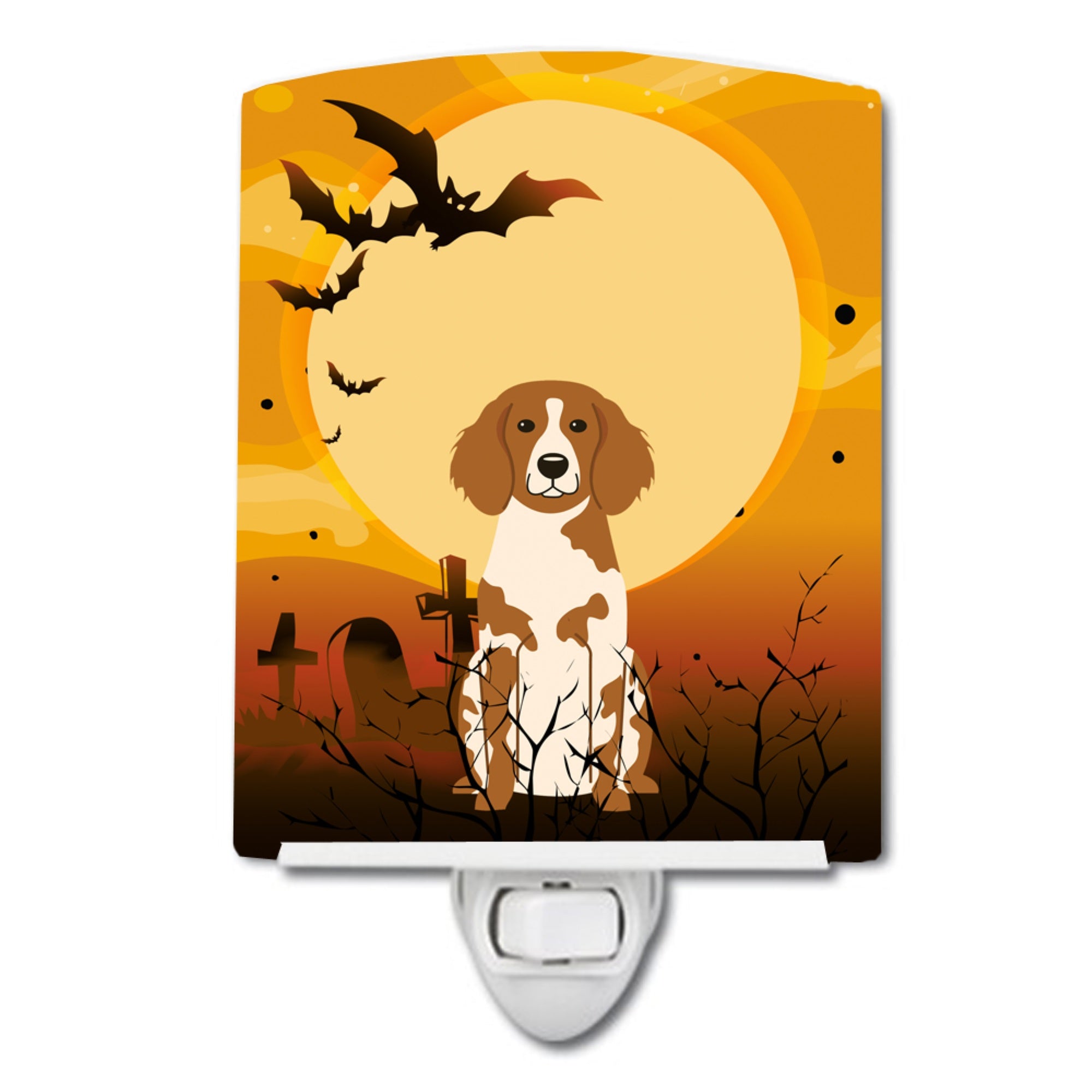  inchCarolines Treasures Halloween Brittany Spaniel Ceramic Night Light, 6x4, Multicolor inch