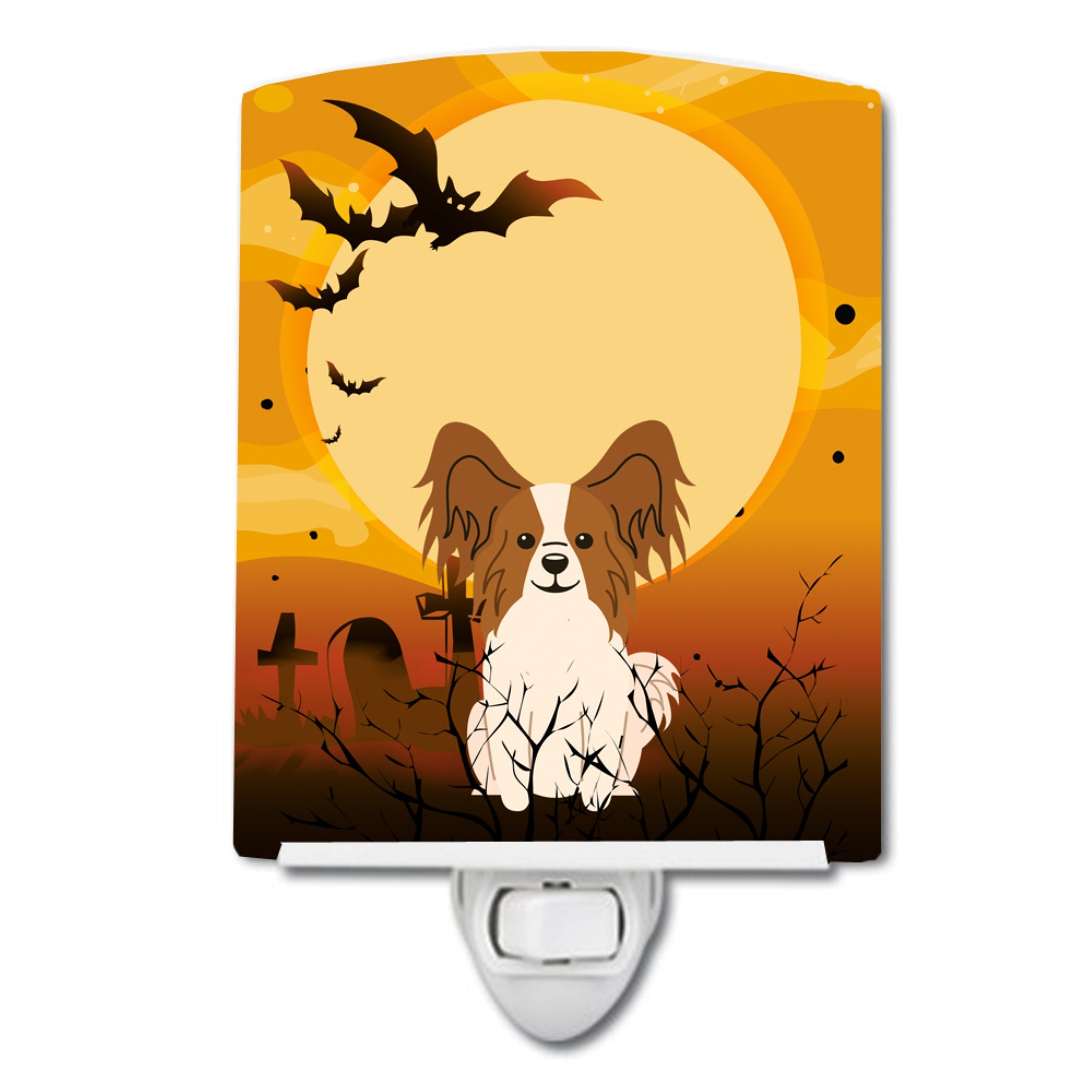  inchCarolines Treasures Halloween Papillon Red White Ceramic Night Light, 6x4, Multicolor inch