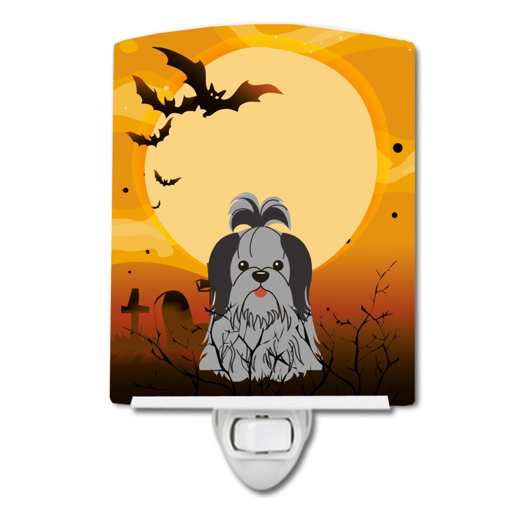  inchCarolines Treasures Halloween Shih Tzu Black Silver Ceramic Night Light, 6x4, Multicolor inch