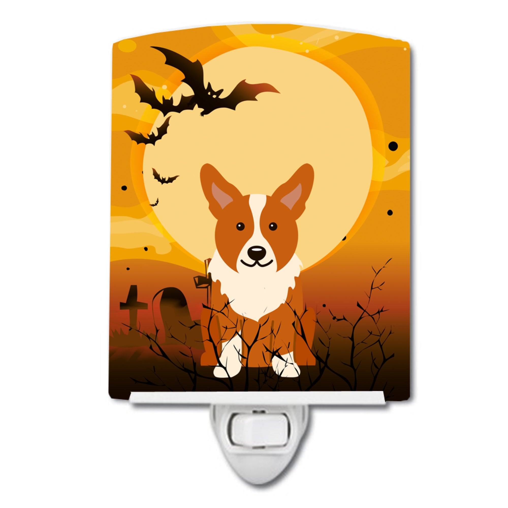  inchCarolines Treasures Halloween Corgi Ceramic Night Light, 6x4, Multicolor inch