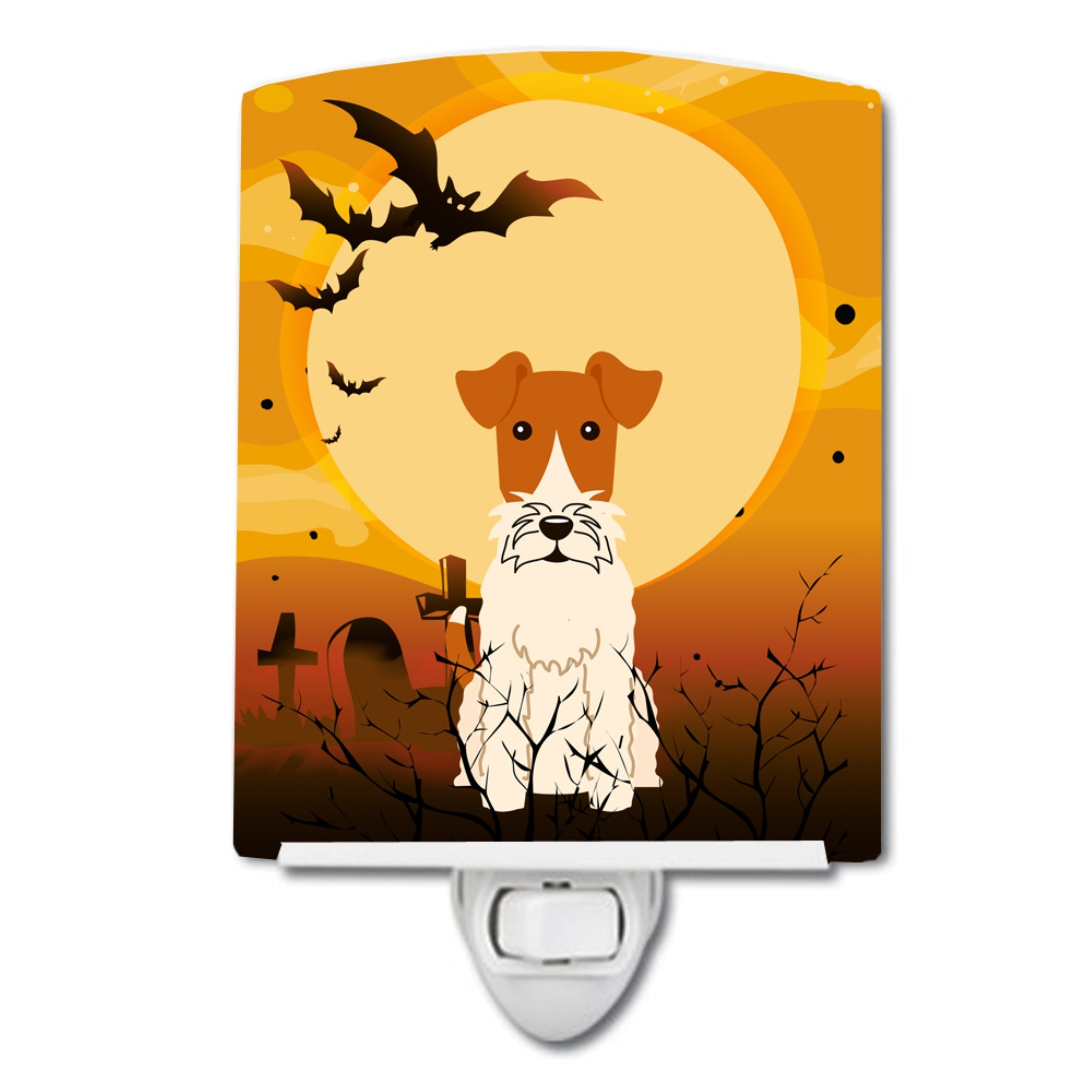  inchCarolines Treasures Halloween Wire Fox Terrier Ceramic Night Light, 6x4, Multicolor inch
