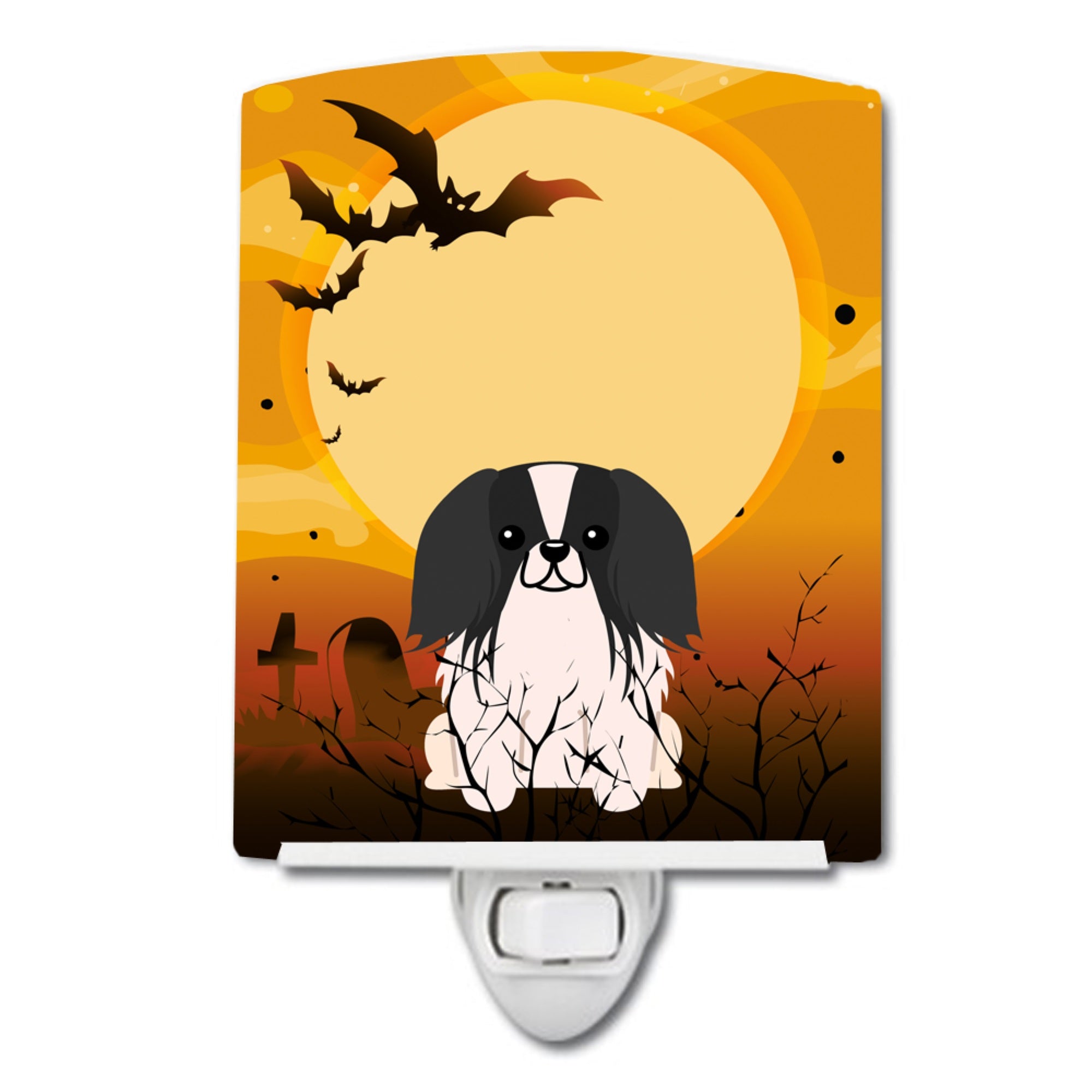  inchCarolines Treasures Halloween Pekingnese Black White Ceramic Night Light, 6x4, Multicolor inch