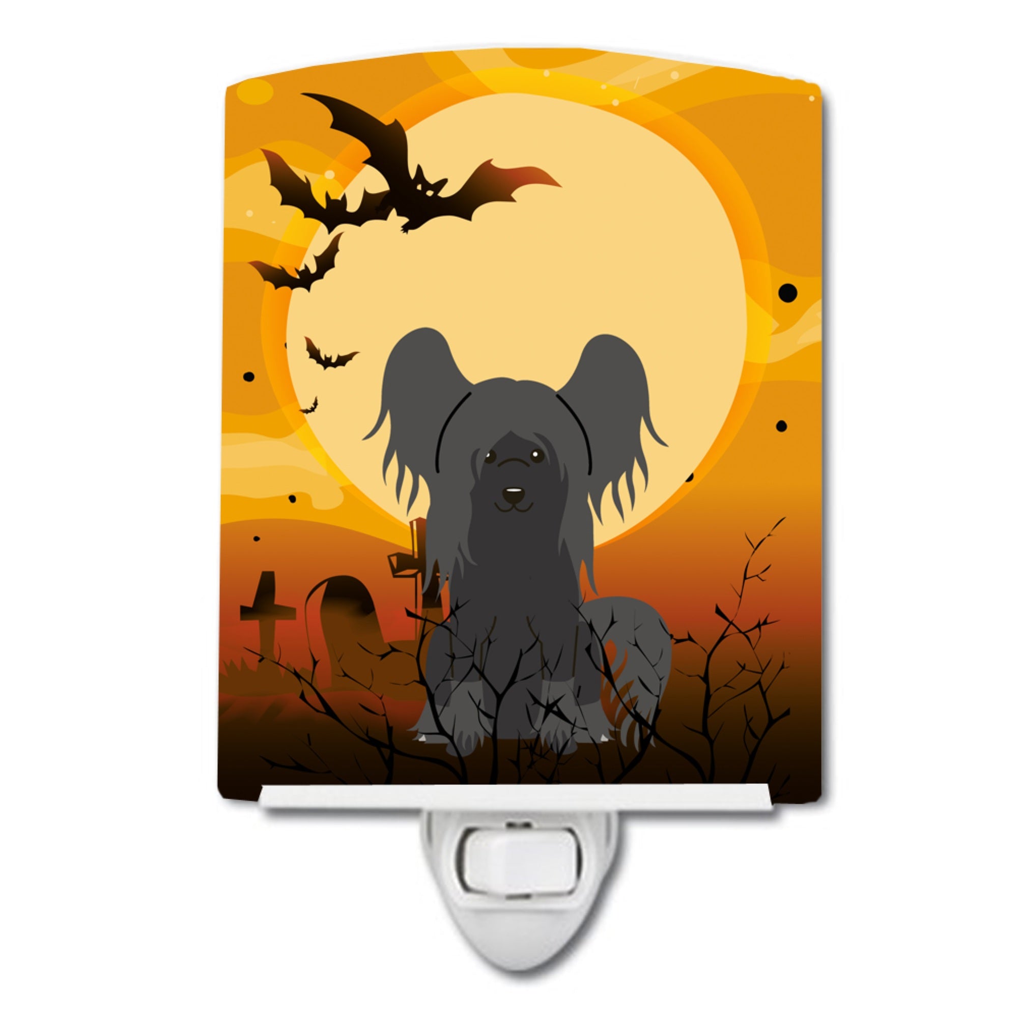  inchCarolines Treasures Halloween Chinese Crested Black Ceramic Night Light, 6x4, Multicolor inch