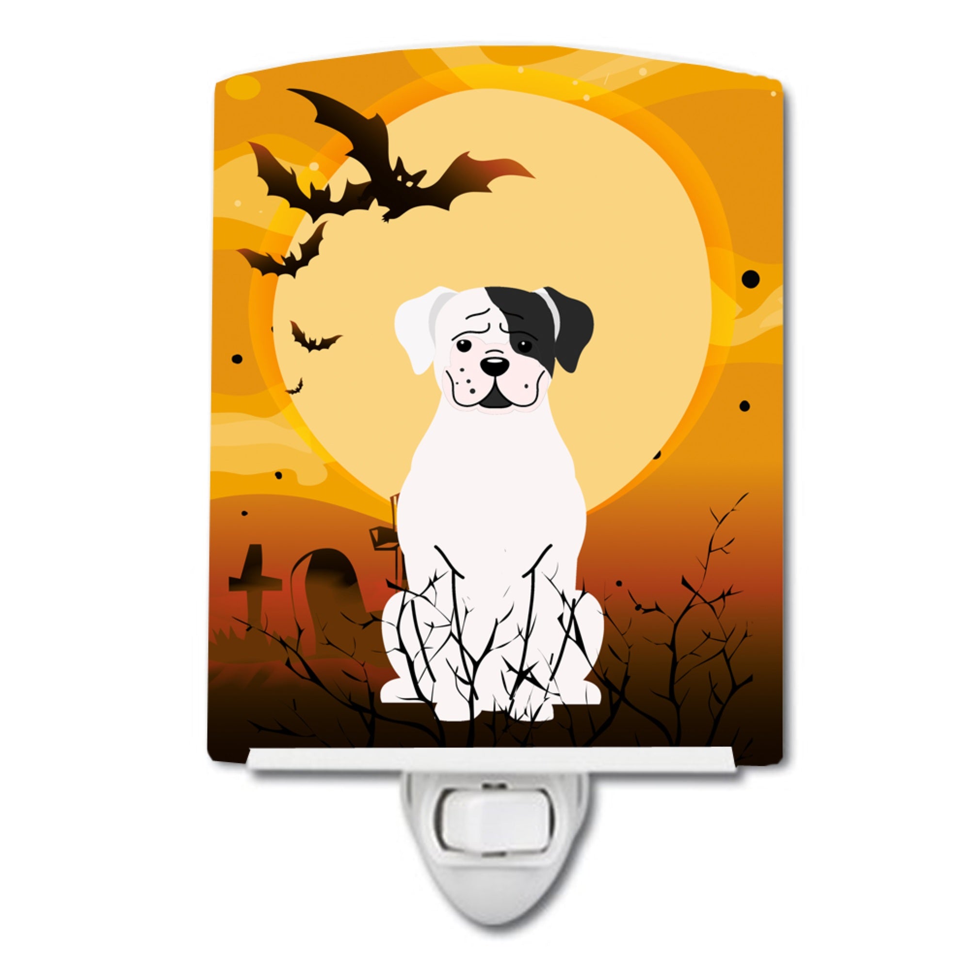  inchCarolines Treasures Halloween White Boxer Cooper Ceramic Night Light, 6x4, Multicolor inch