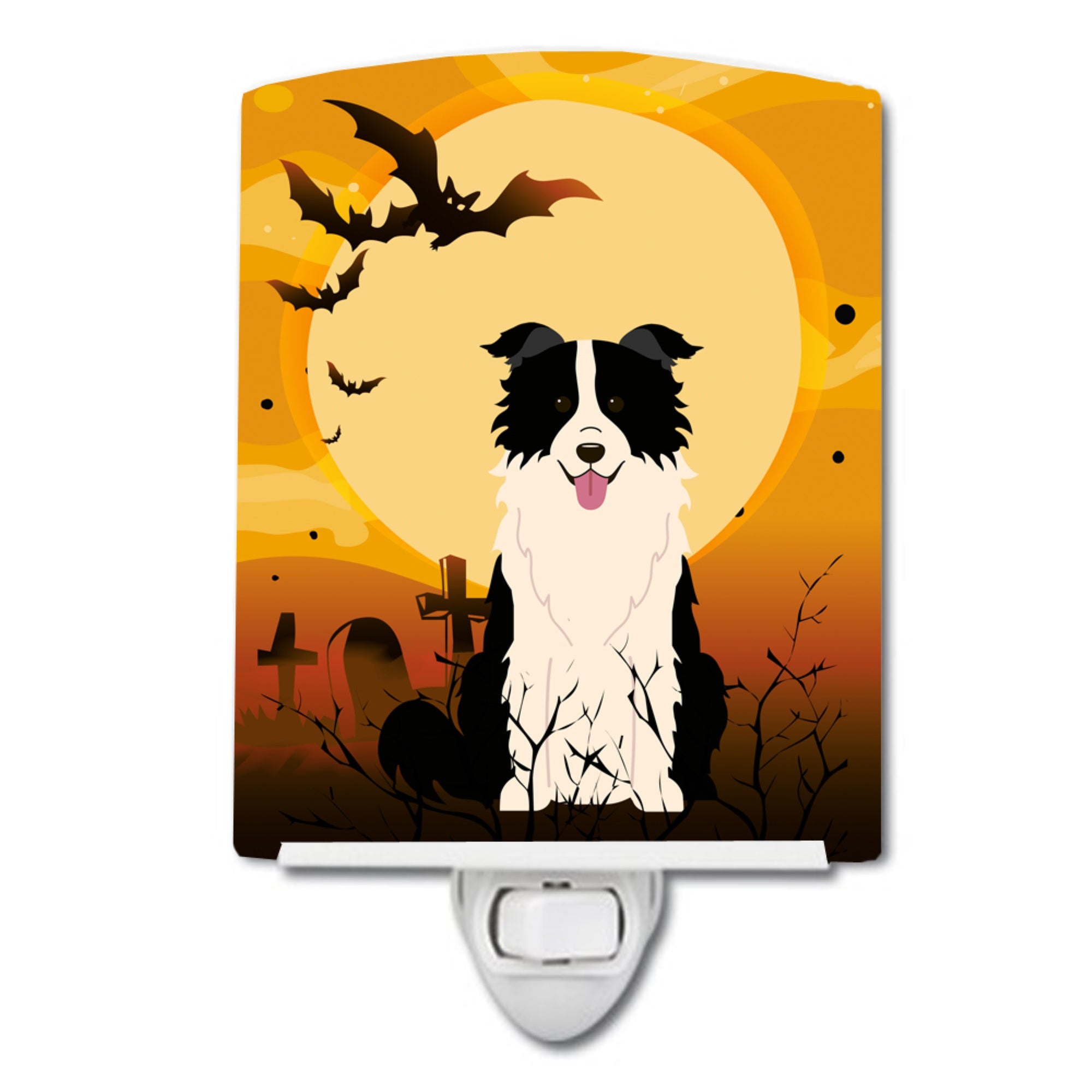  inchCarolines Treasures Halloween Border Collie Black White Ceramic Night Light, 6x4, Multicolor inch