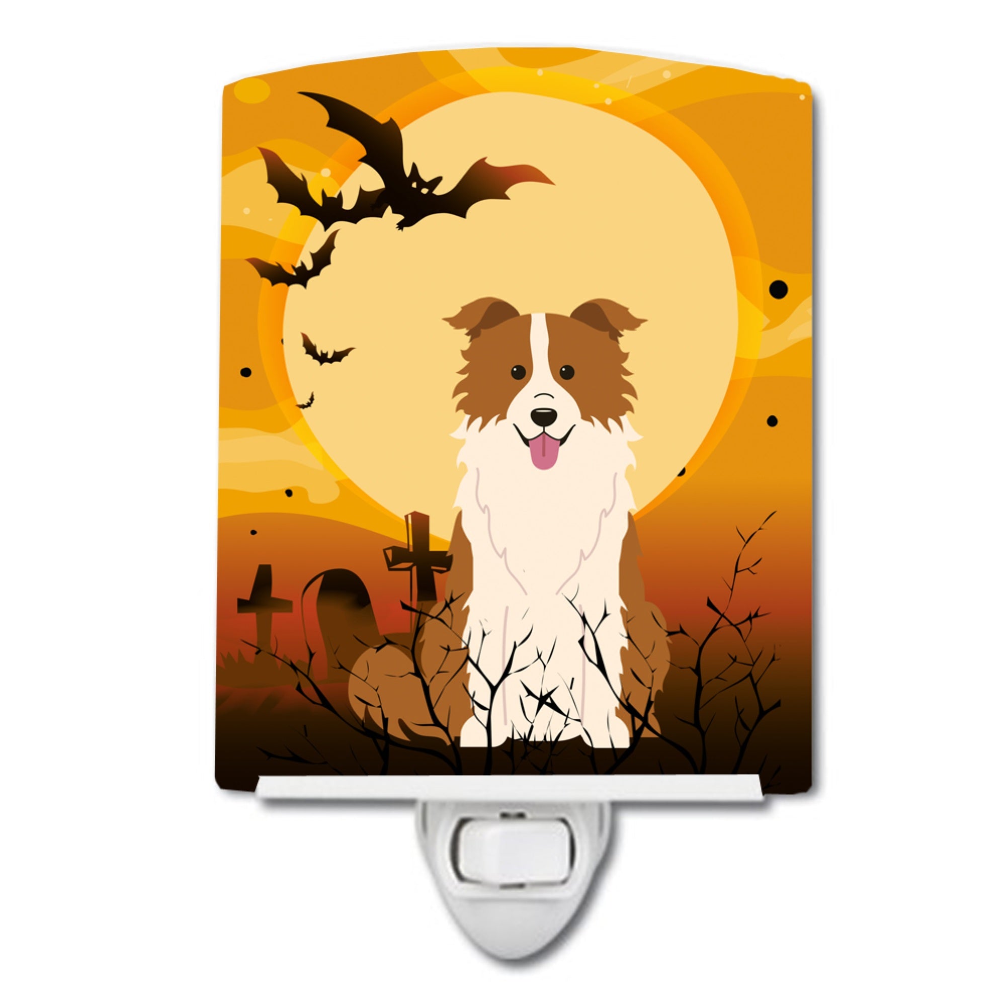  inchCarolines Treasures Halloween Border Collie Red White Ceramic Night Light, 6x4, Multicolor inch