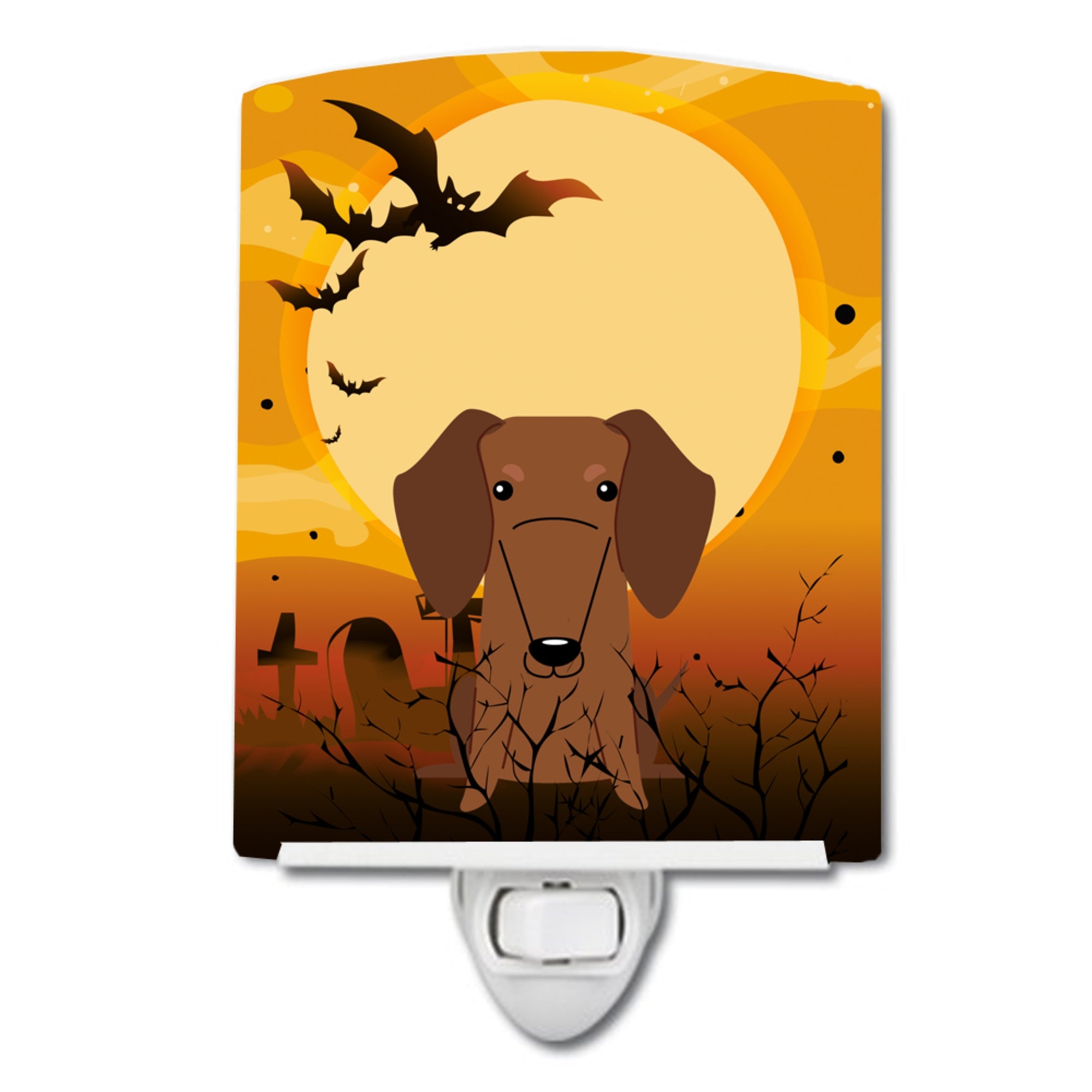  inchCarolines Treasures Halloween Dachshund Red Brown Ceramic Night Light, 6x4, Multicolor inch