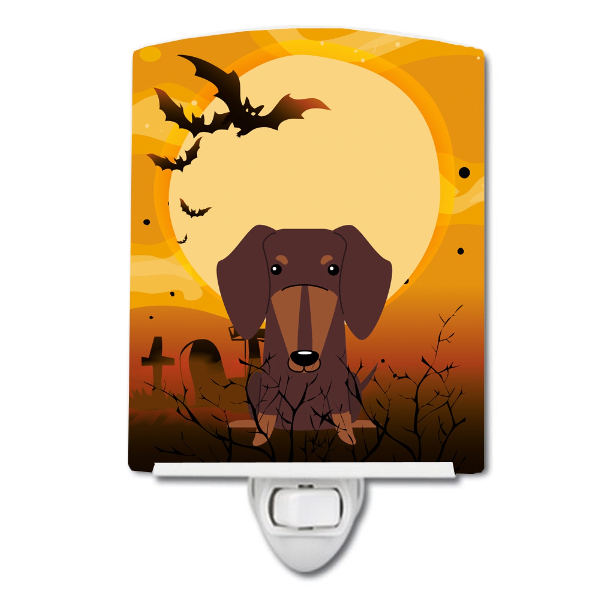  inchCarolines Treasures Halloween Dachshund Chocolate Ceramic Night Light, 6x4, Multicolor inch