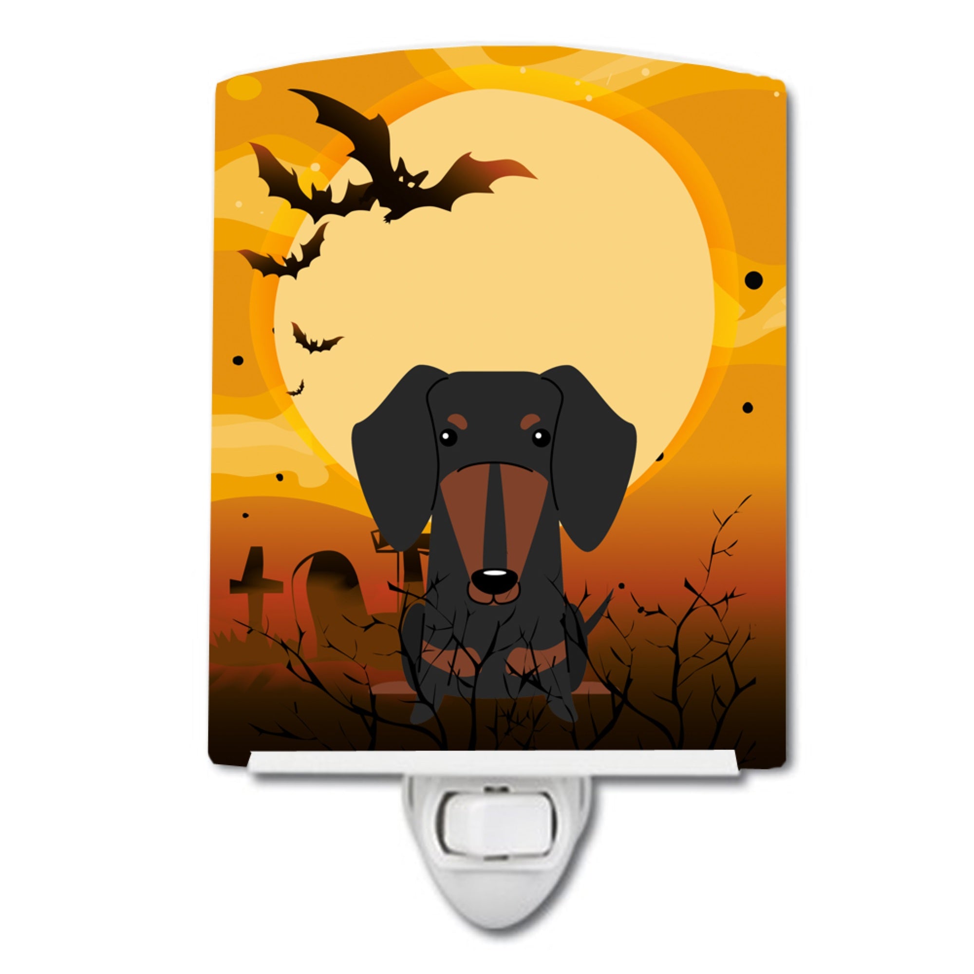  inchCarolines Treasures Halloween Dachshund Black Tan Ceramic Night Light, 6x4, Multicolor inch