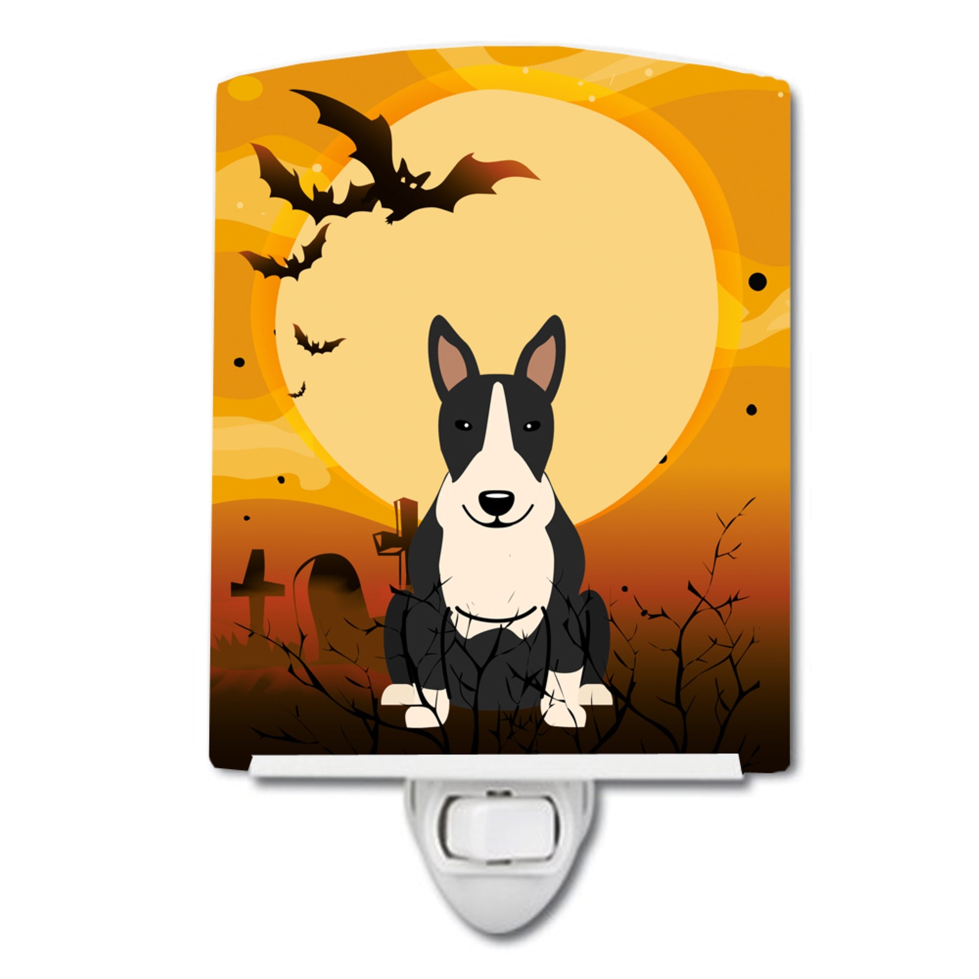  inchCarolines Treasures Halloween Bull Terrier Black White Ceramic Night Light, 6x4, Multicolor inch