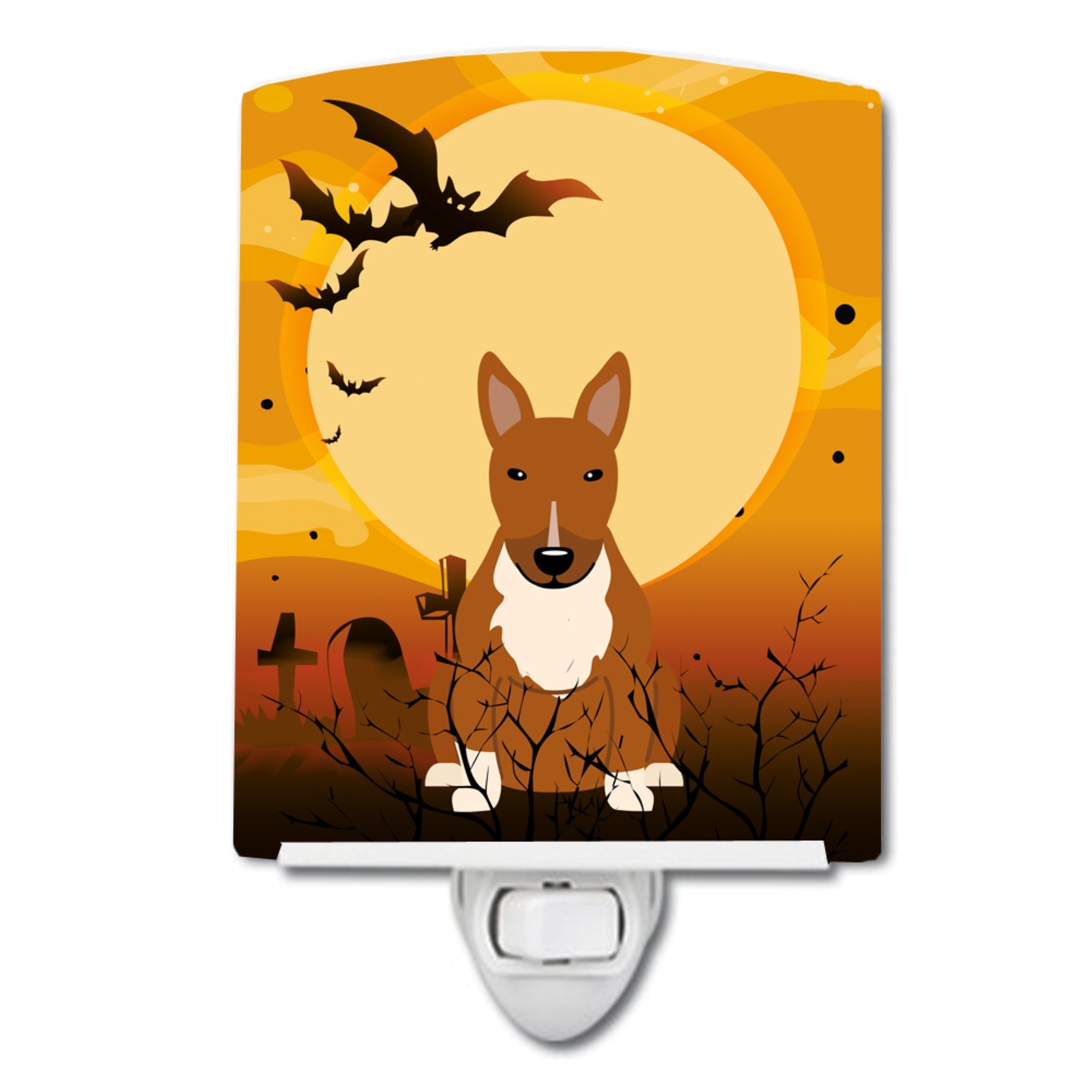  inchCarolines Treasures Halloween Bull Terrier Red Ceramic Night Light, 6x4, Multicolor inch
