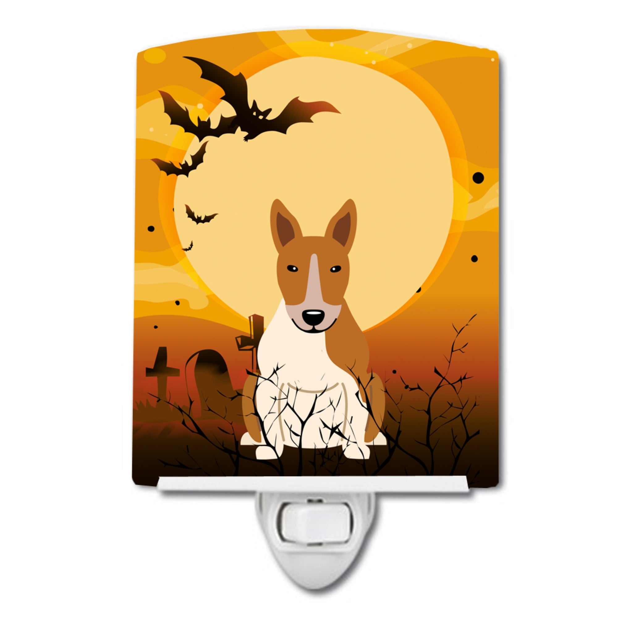  inchCarolines Treasures Halloween Bull Terrier Red White Ceramic Night Light, 6x4, Multicolor inch