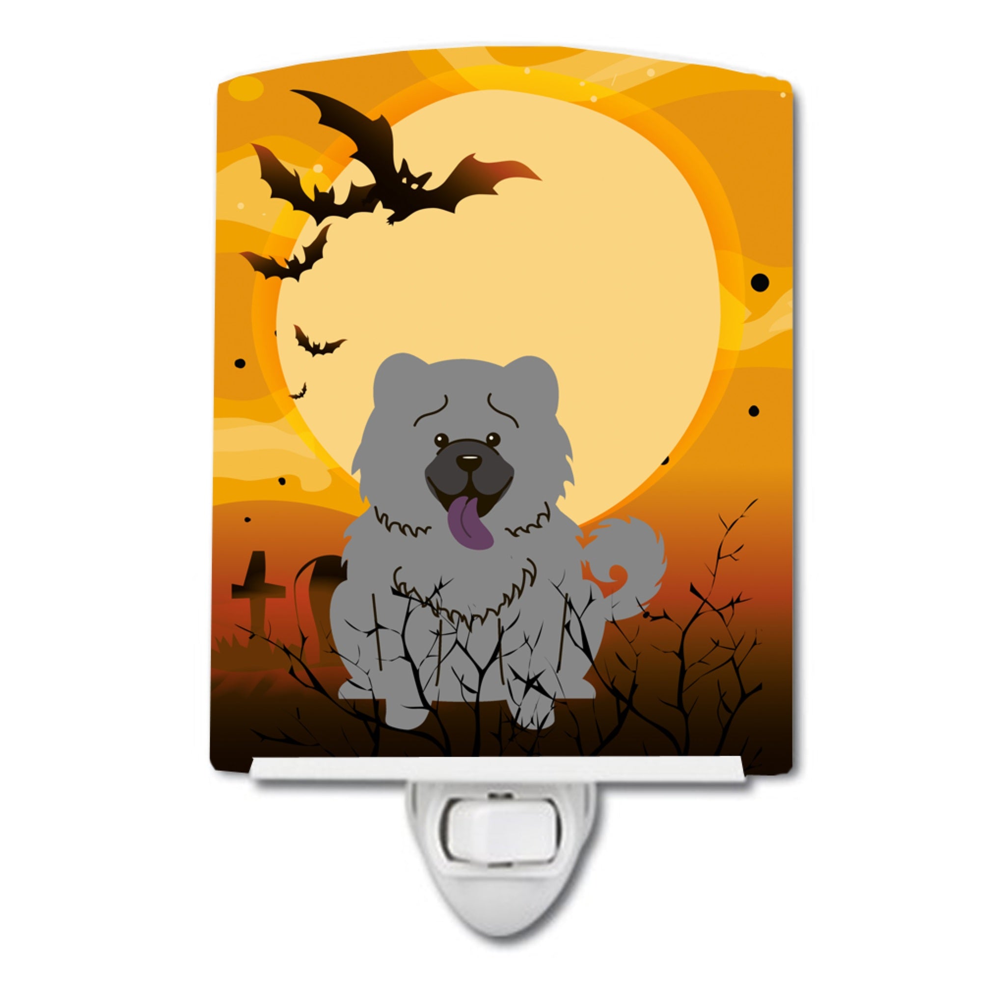 inchCarolines Treasures Halloween Chow Blue Ceramic Night Light, 6x4, Multicolor inch