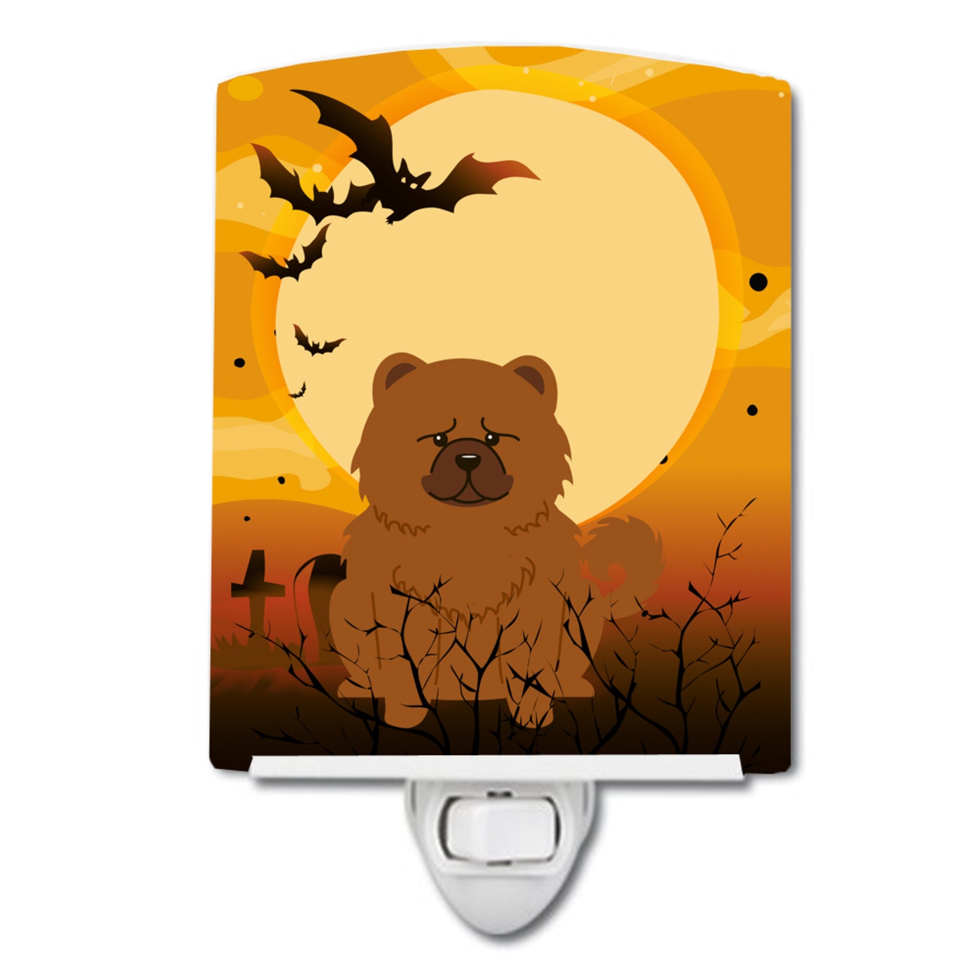  inchCarolines Treasures Halloween Chow Red Ceramic Night Light, 6x4, Multicolor inch