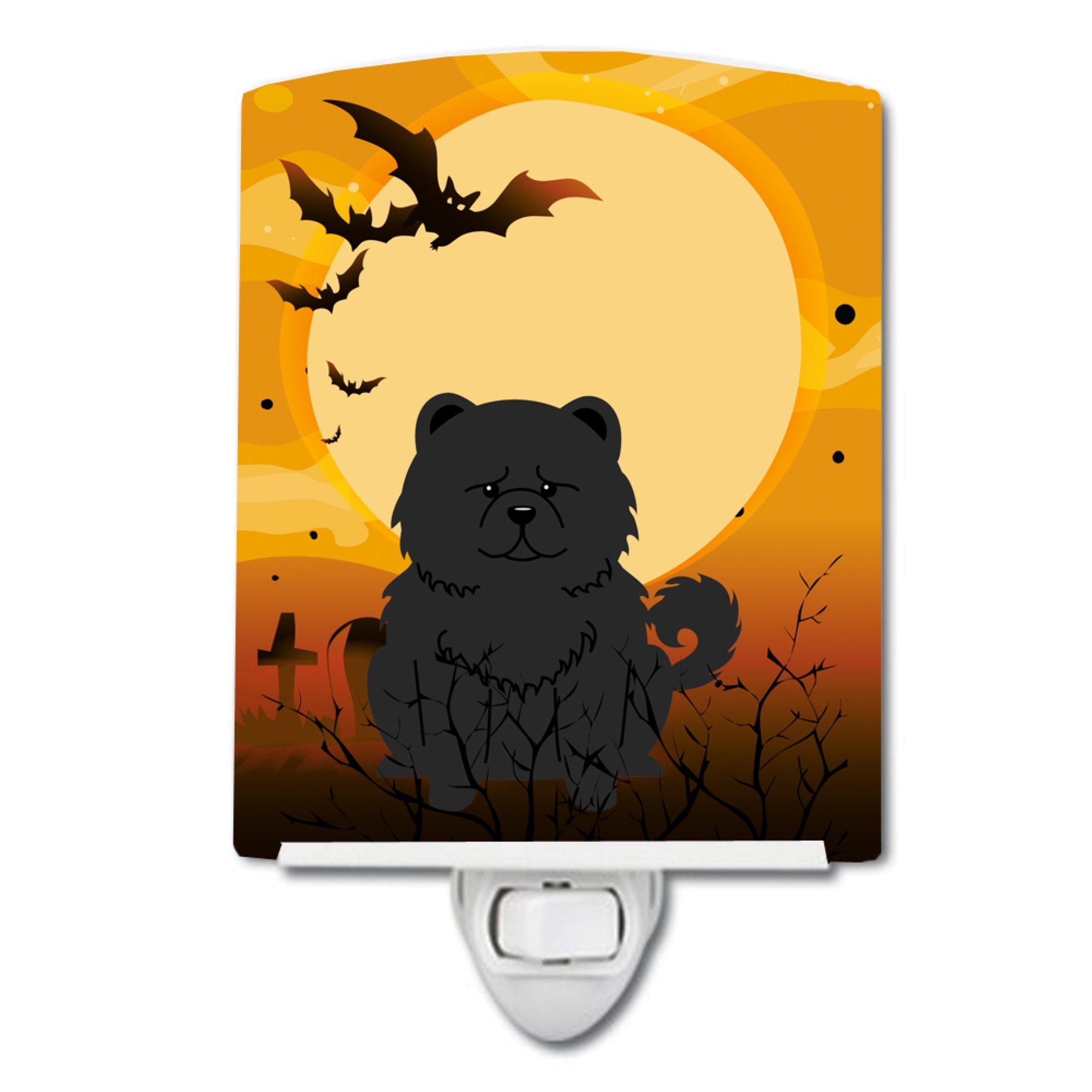  inchCarolines Treasures Halloween Chow Black Ceramic Night Light, 6x4, Multicolor inch